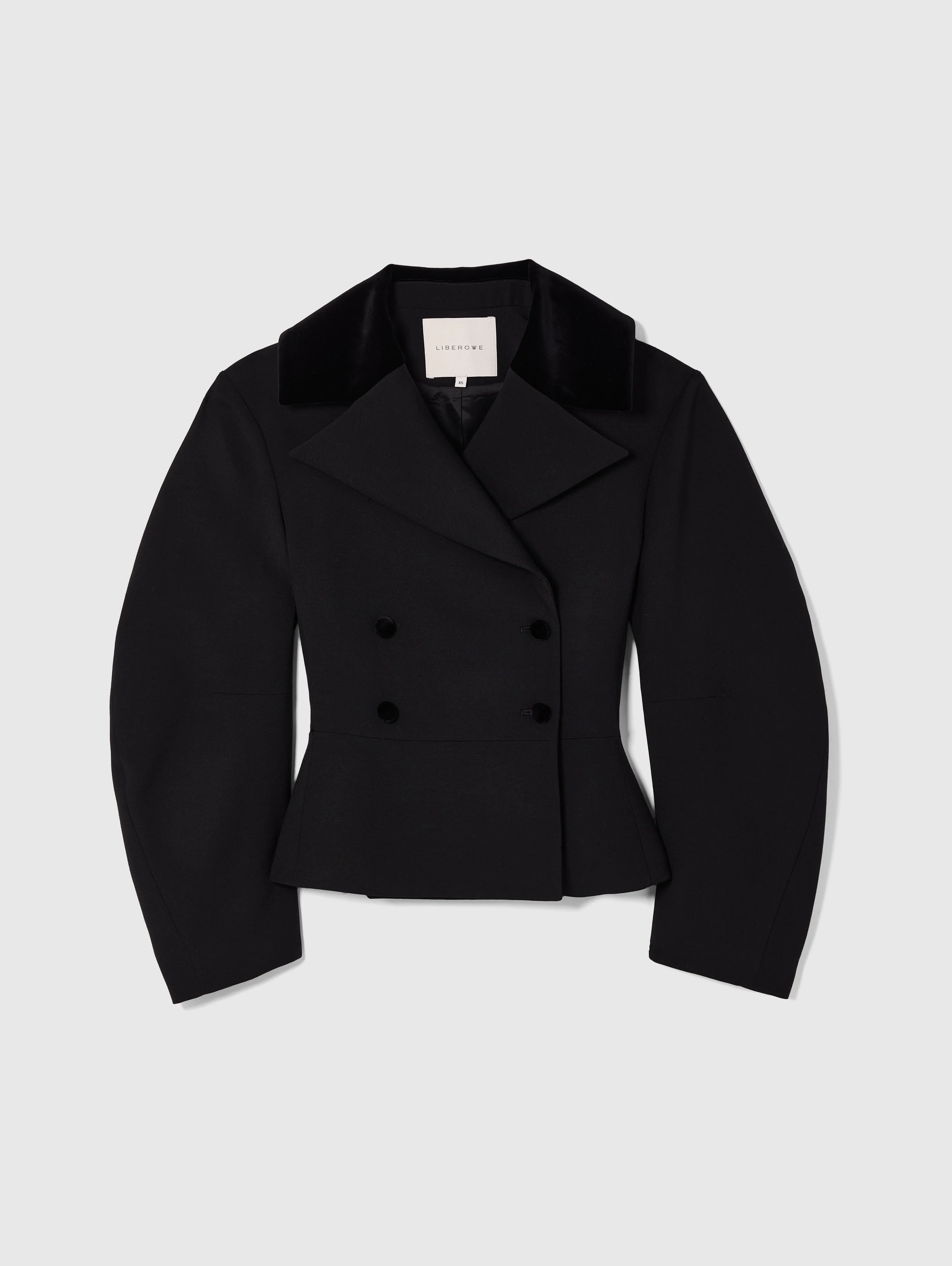 JIANI JACKET IN BLACK WOOL AND VELVET - 1