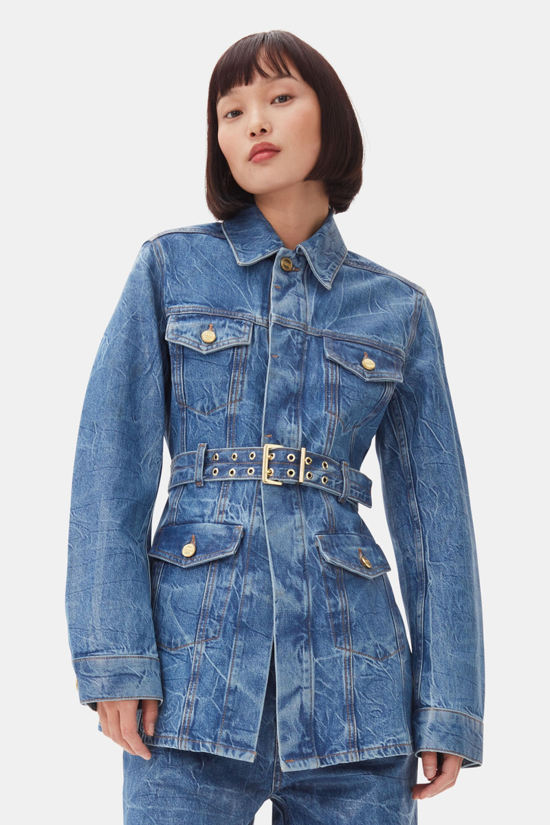 GANNI BLUE FOIL DENIM JACKET outlook