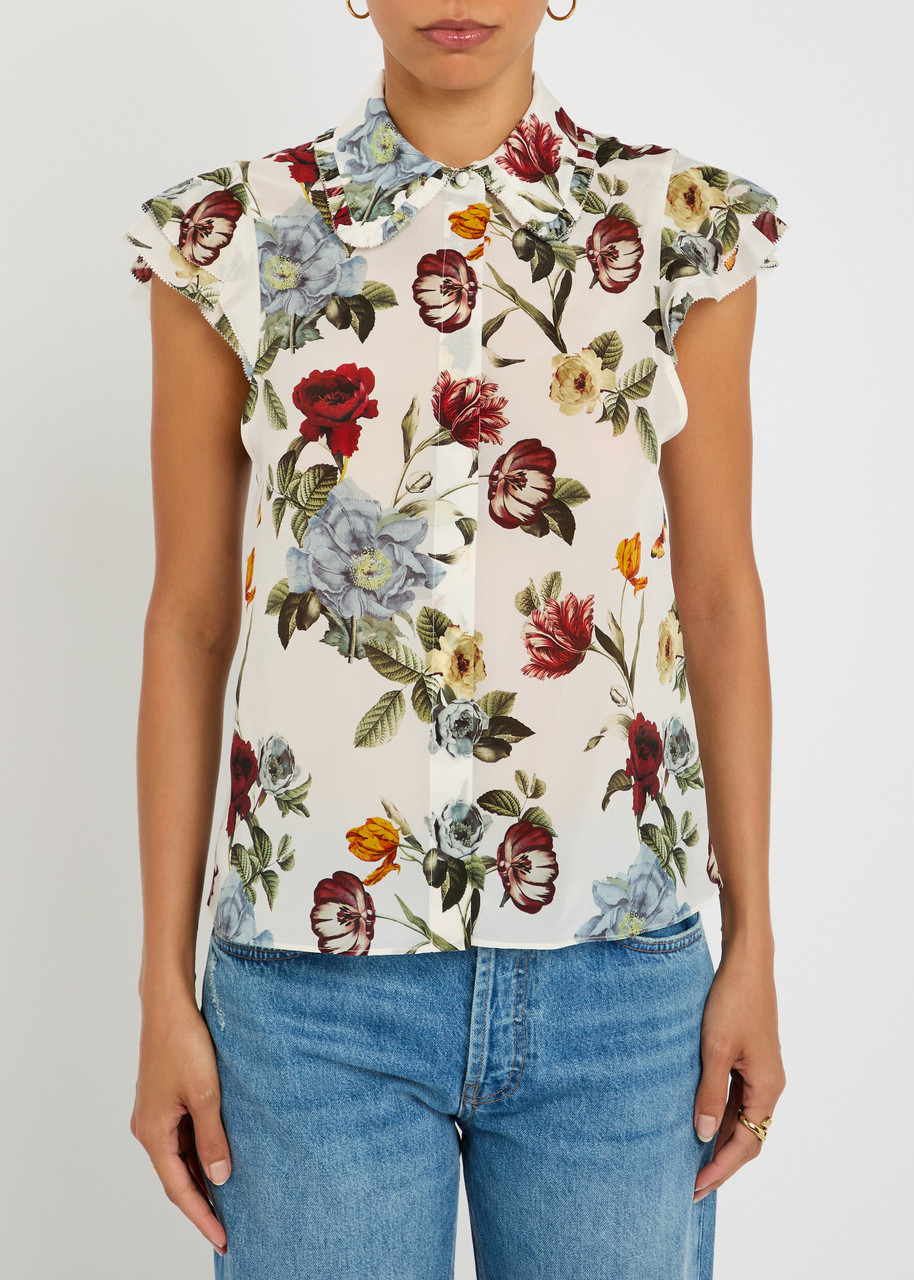 Alice + Olivia Martel Floral-print Silk-chiffon Blouse - 2