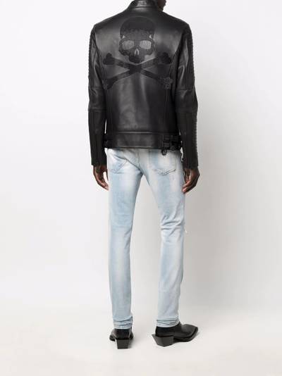 PHILIPP PLEIN crystal skull biker jacket outlook