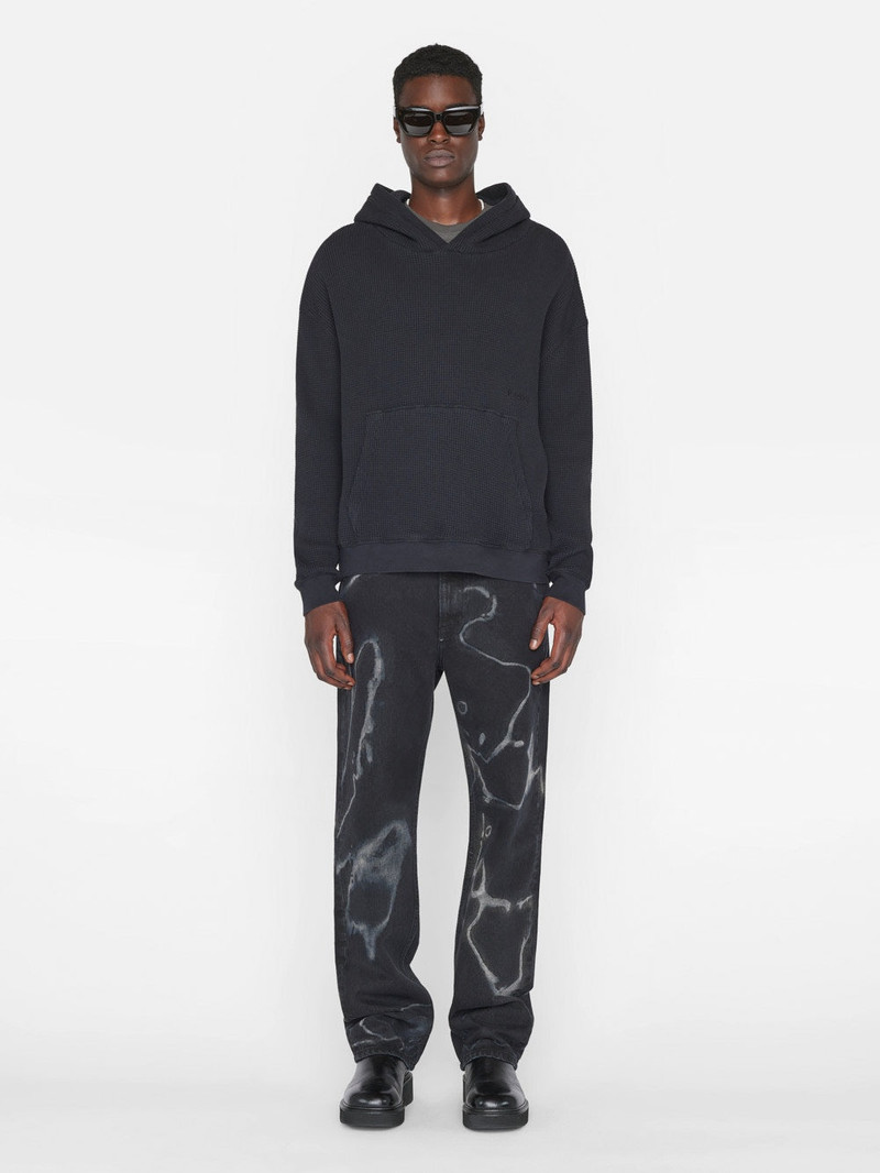 FRAME Waffle Textured  Hoodie in Noir outlook