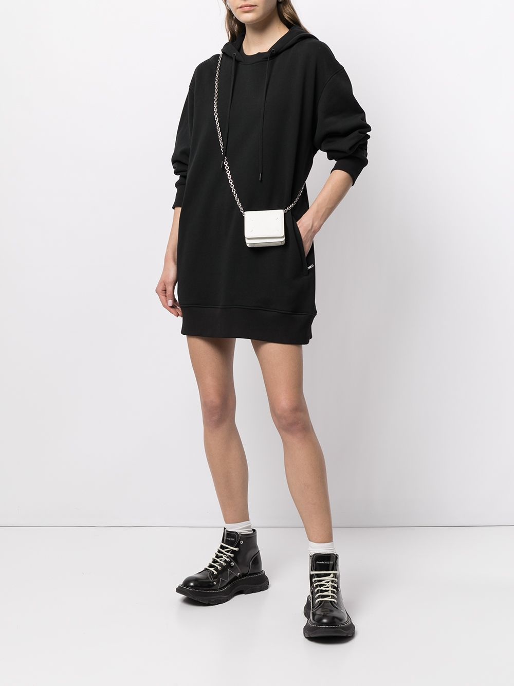 drawstring-hood sweatshirt dress - 2