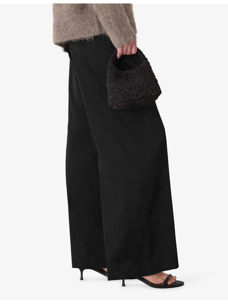 Straight-Leg Pintuck Stretch-Satin Trousers 3