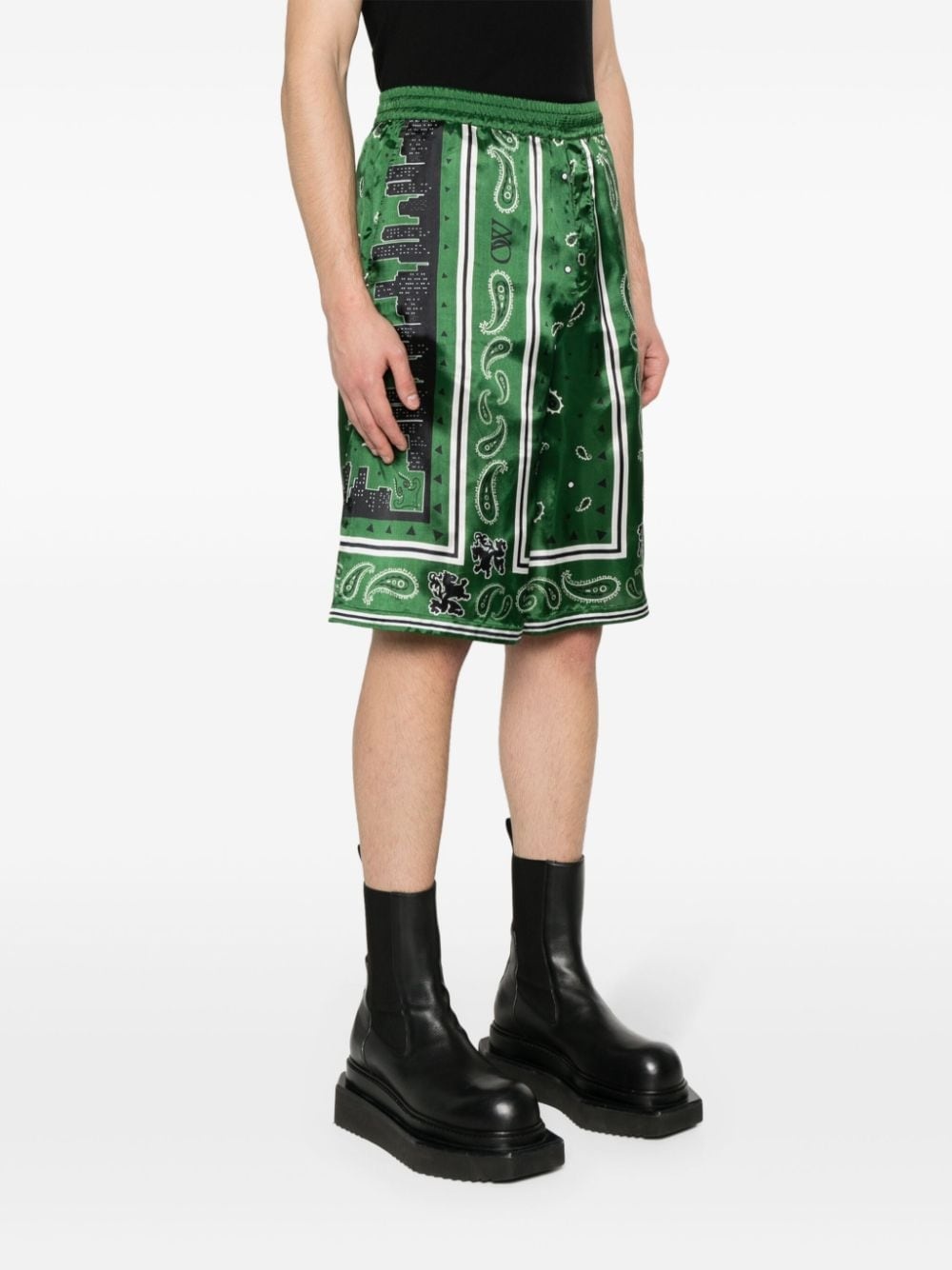 bandana-print twill shorts - 3