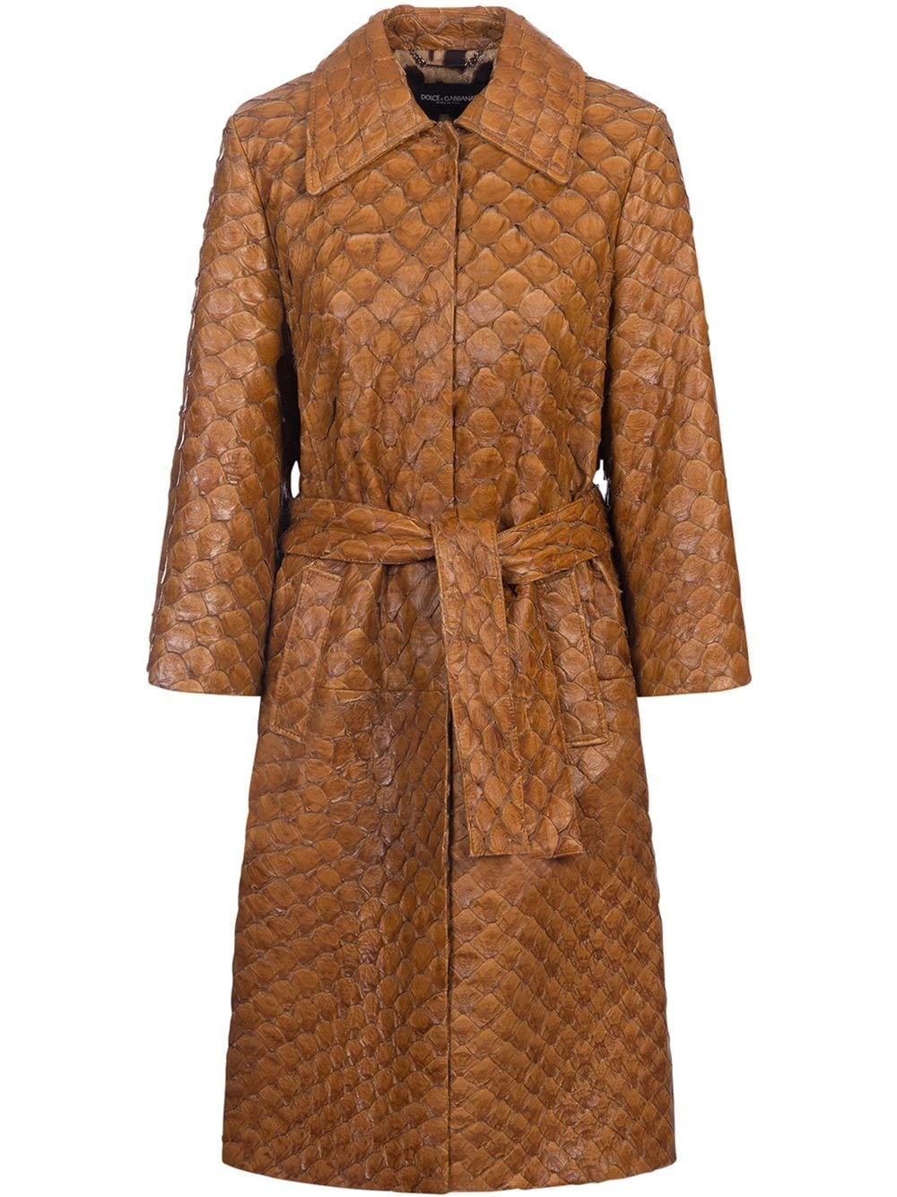 belted pirarucu single-breasted coat - 1