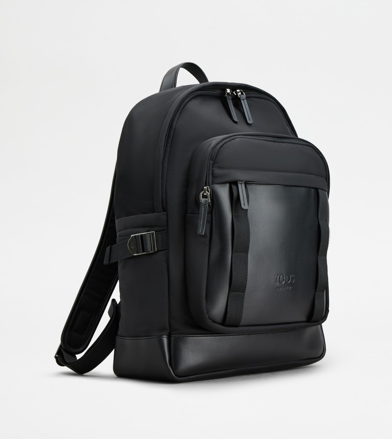 BACKPACK IN FABRIC AND LEATHER MEDIUM - BLACK 2