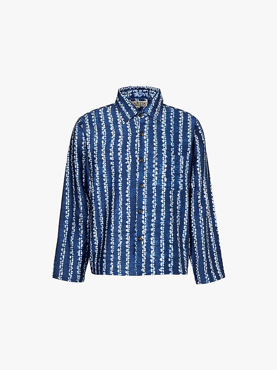 Abstract-print long-sleeve silk shirt - 1