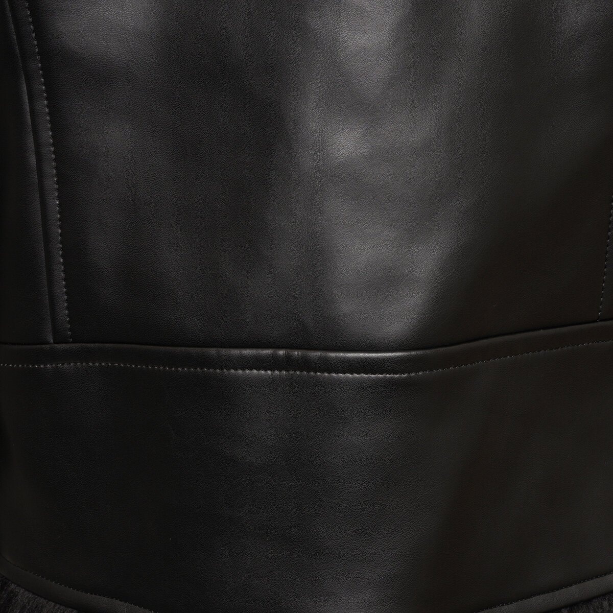 Faux-Leather Fur Lined Biker Jacket in Black - 4
