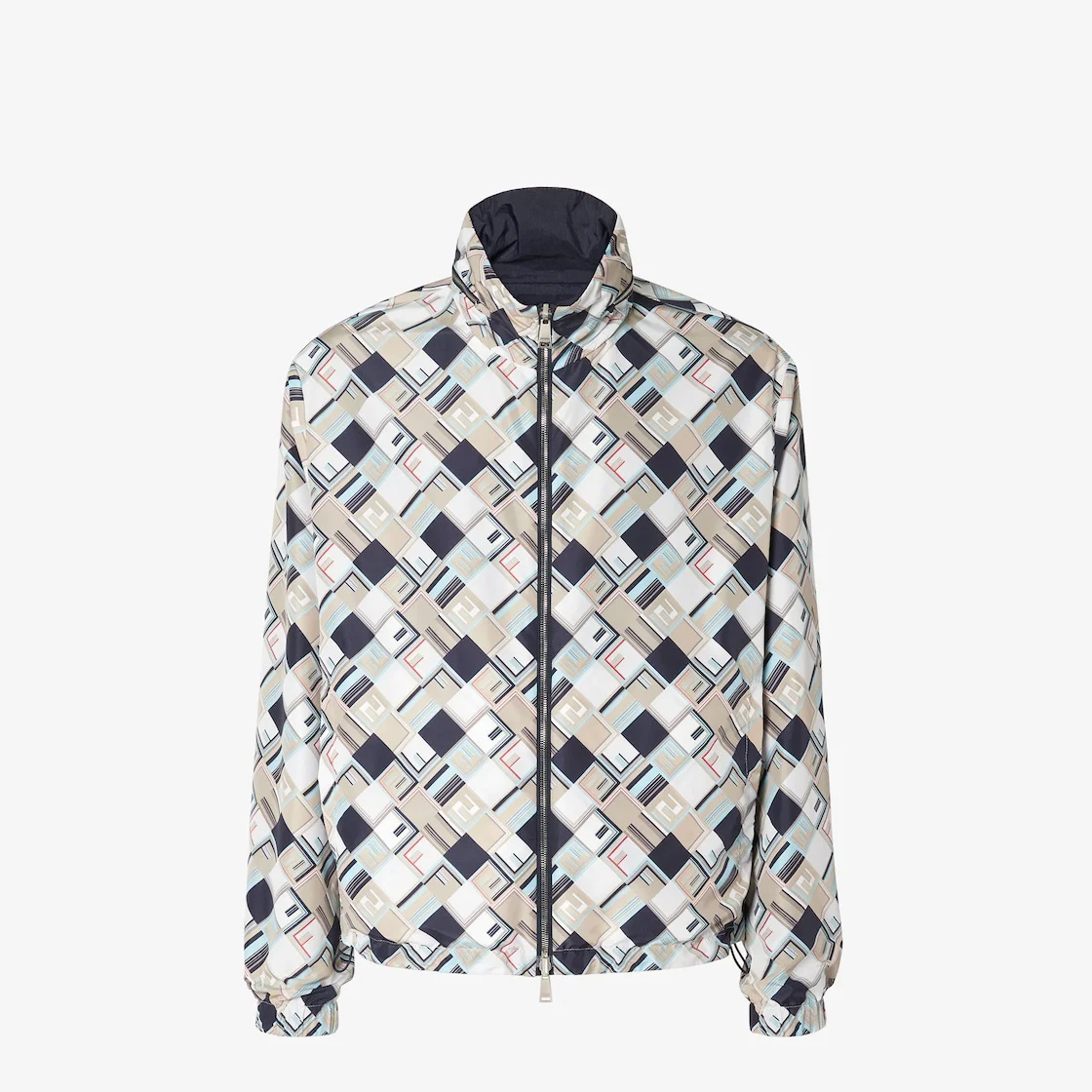 Reversible Windbreaker Jacket Multicolor printed nylon blouson - 1