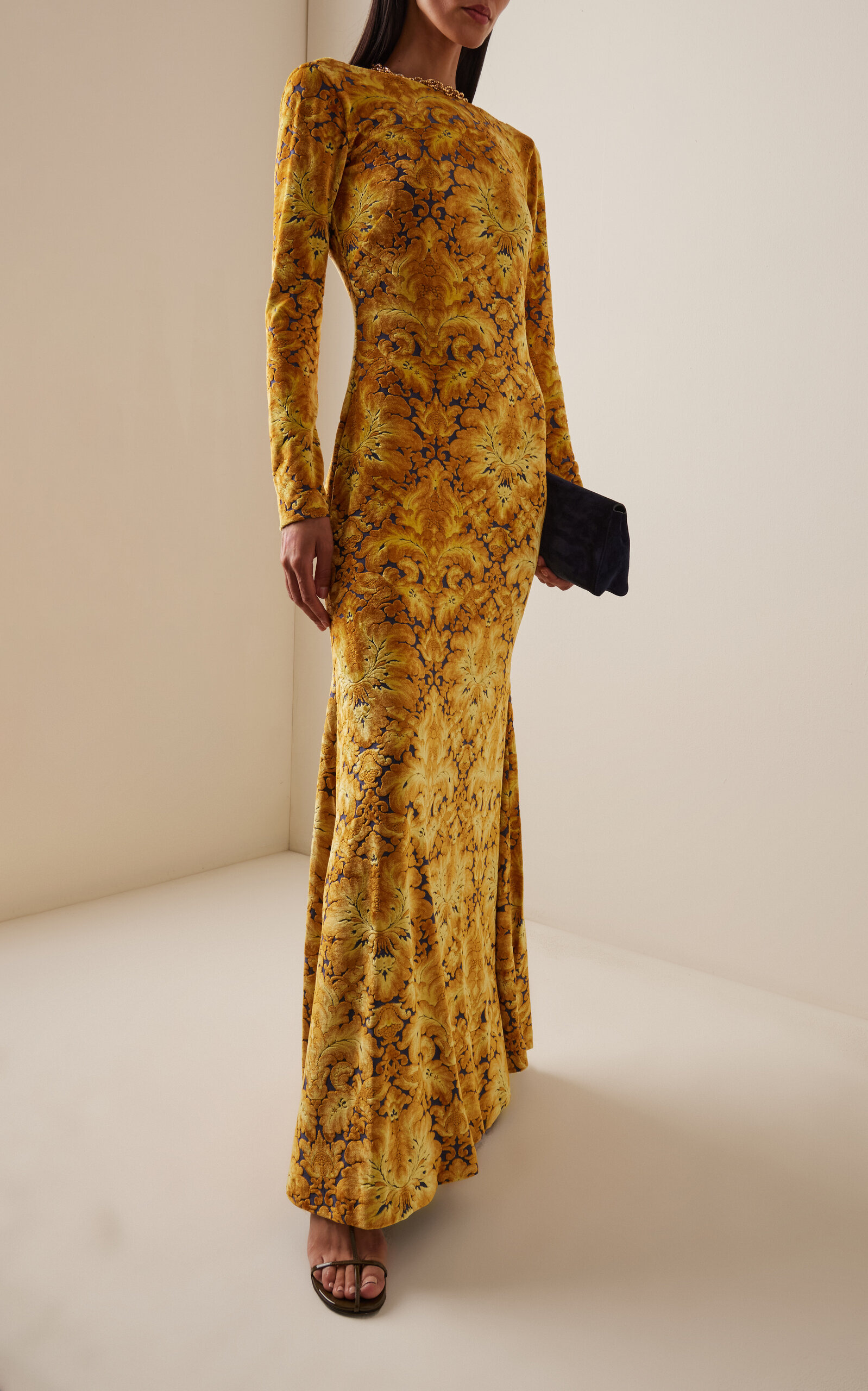 Open Back Jersey Maxi Dress yellow - 2