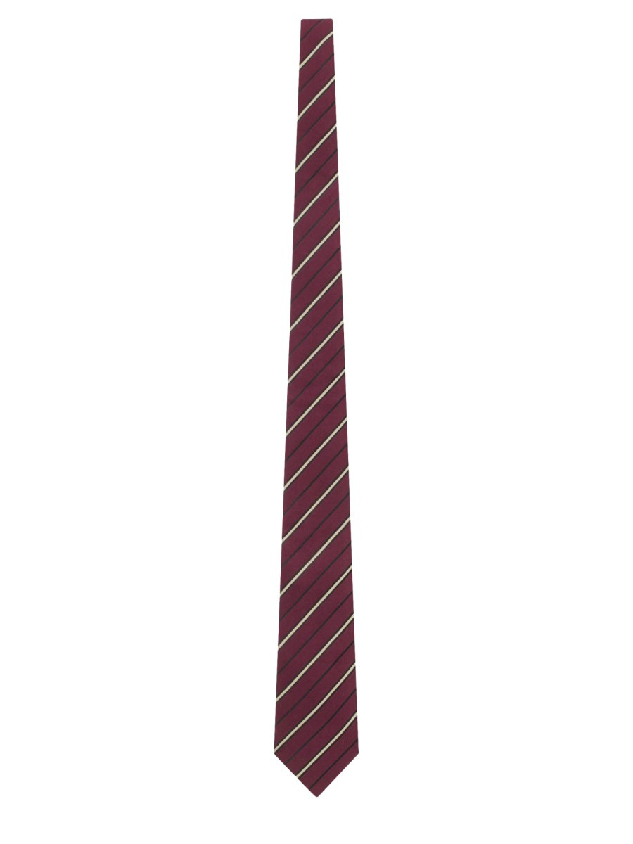 SILK AND WOOL STRIPED WIDE TIE - 1
