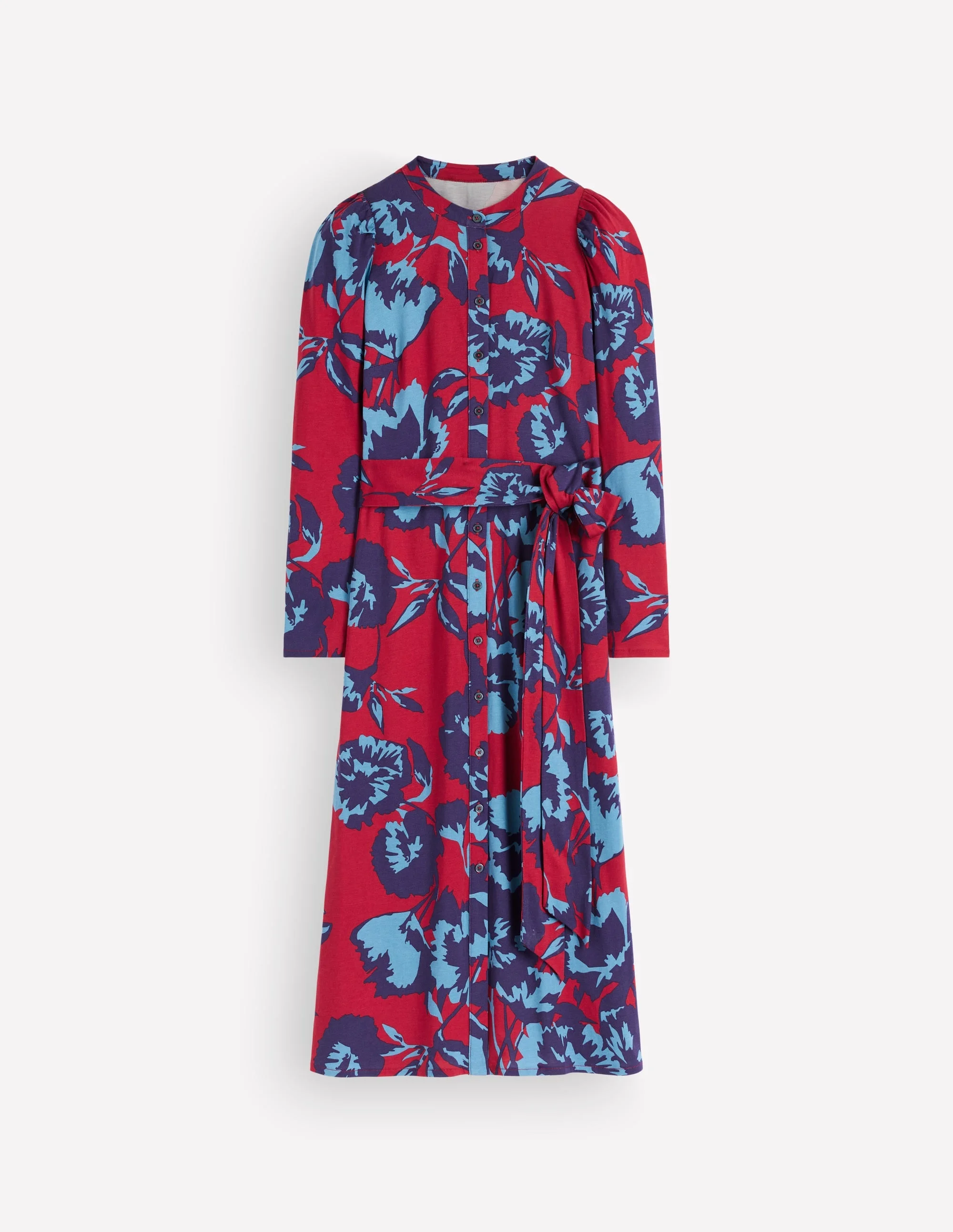 Honor Column Jersey Midi Dress-Crimson Red, Forest Breeze - 1