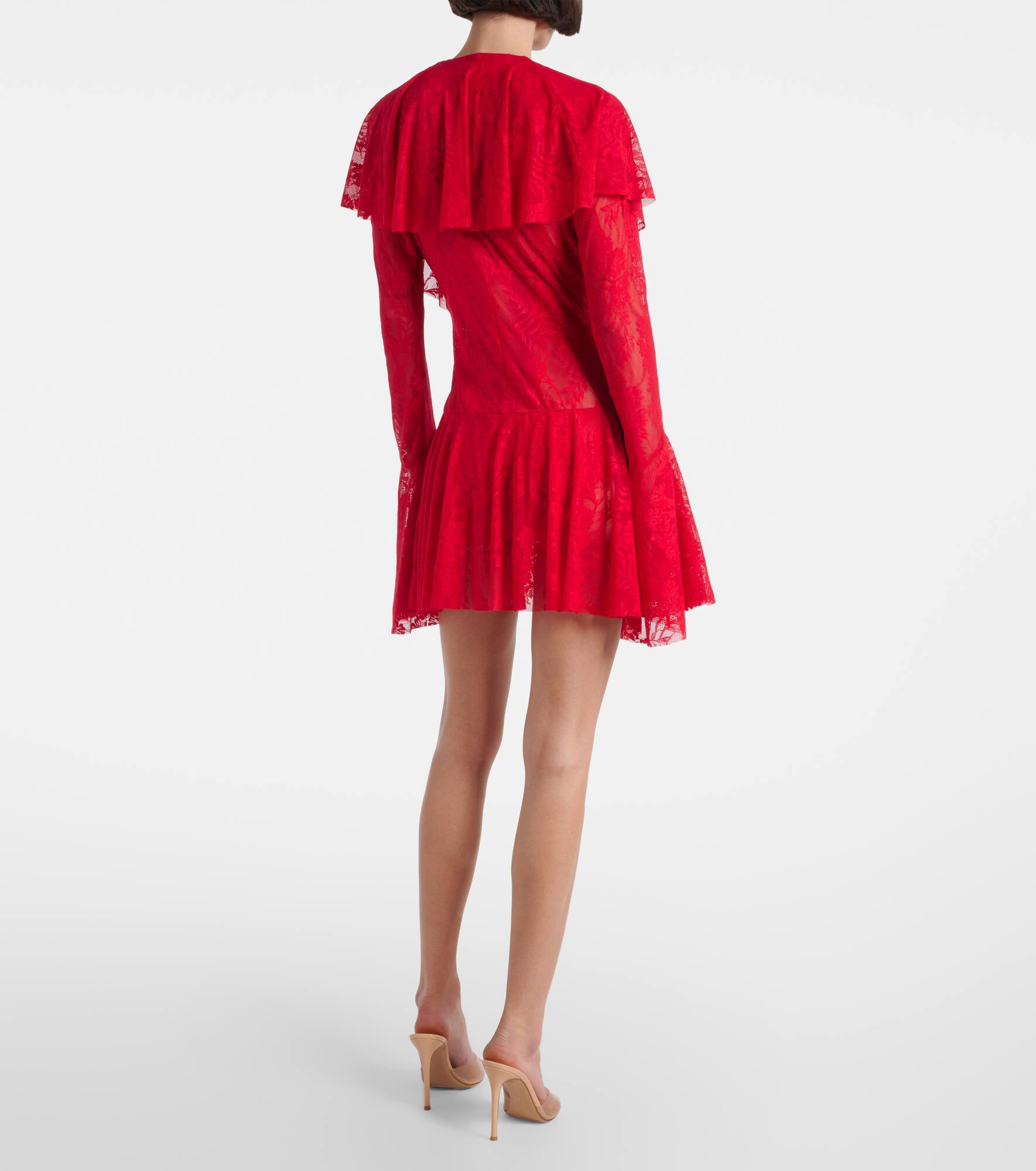 Ruffled semi-sheer lace minidress - 3
