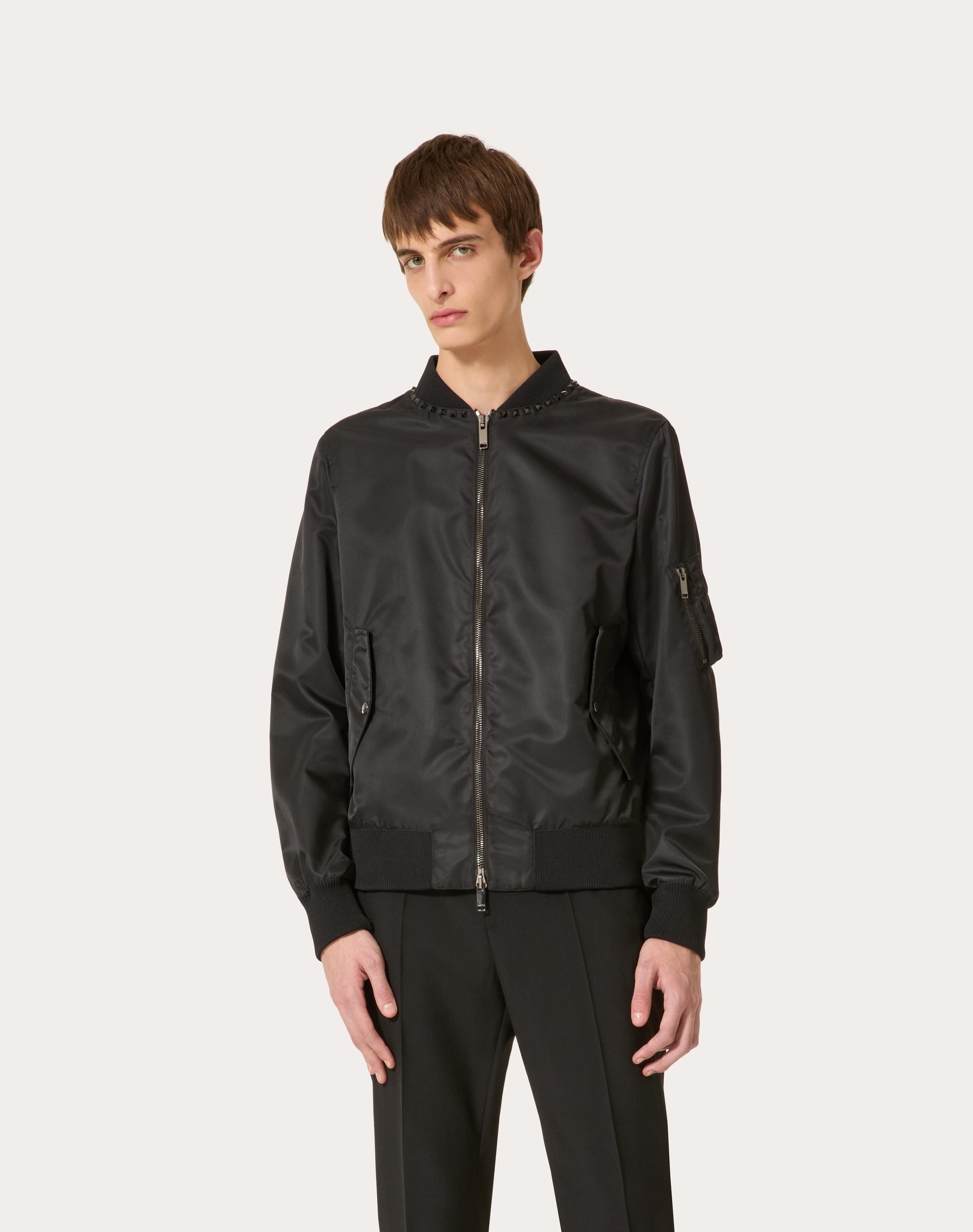 NYLON BOMBER JACKET WITH BLACK UNTITLED STUDS ON THE NECKLINE - 3