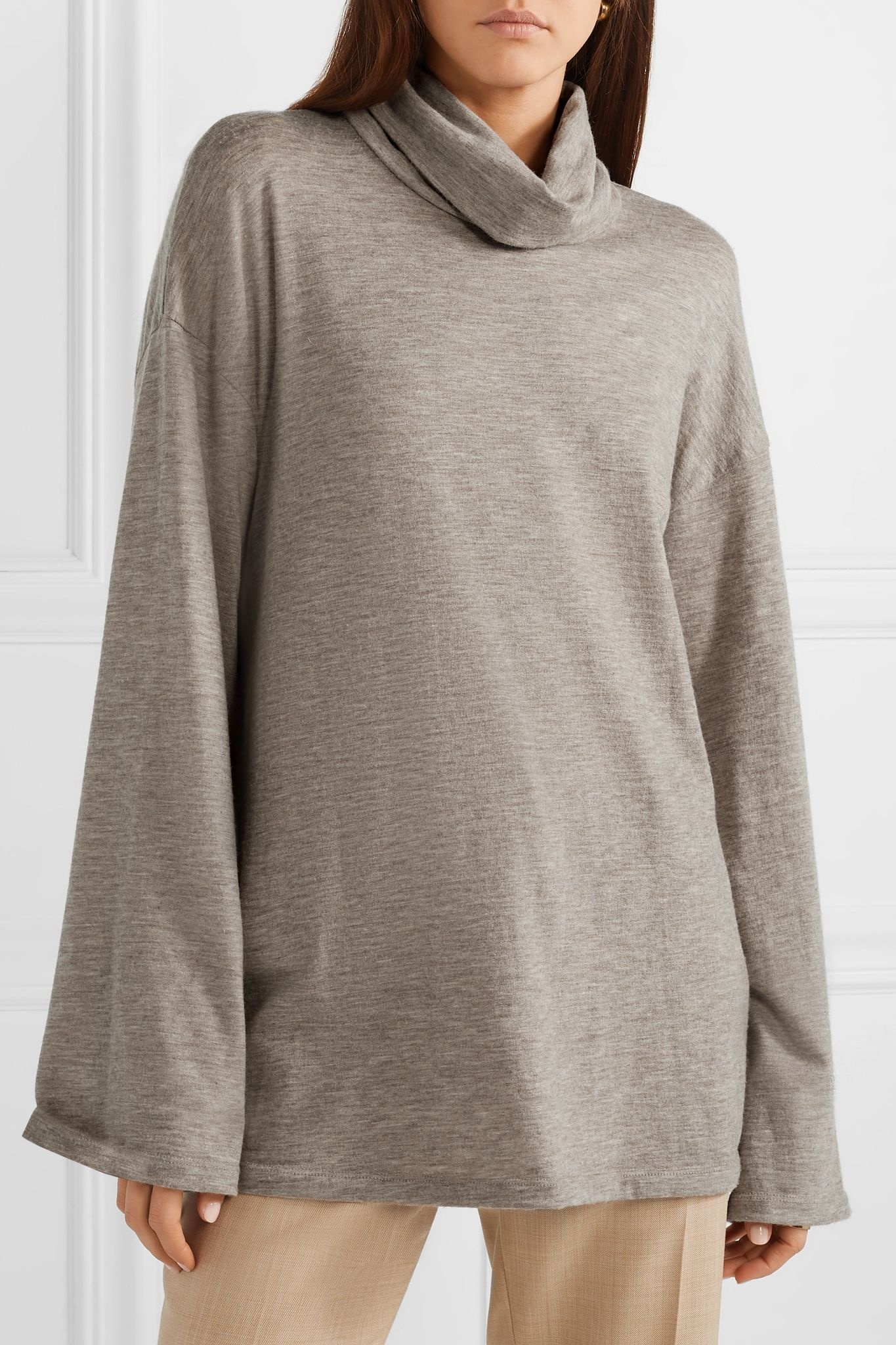 Zalani oversized mélange stretch-cashmere turtlneck sweater - 3