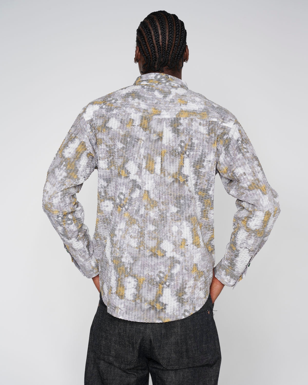 Distorted Heat Long Sleeve Button Up - Grey - 5