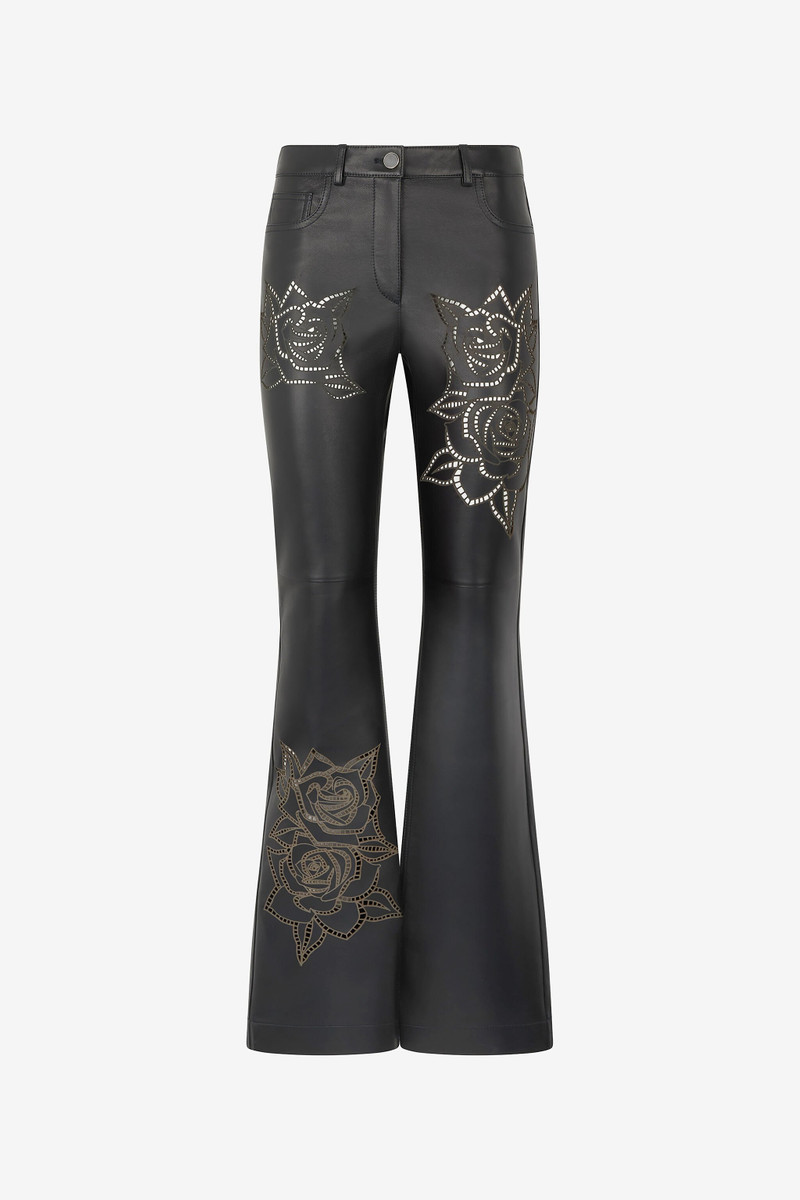 Leather Pants With Perforated Roses 1