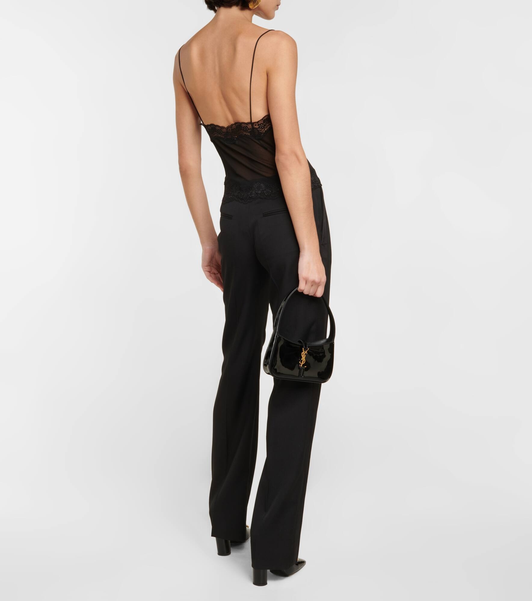 Lace-trimmed jersey voile camisole - 6
