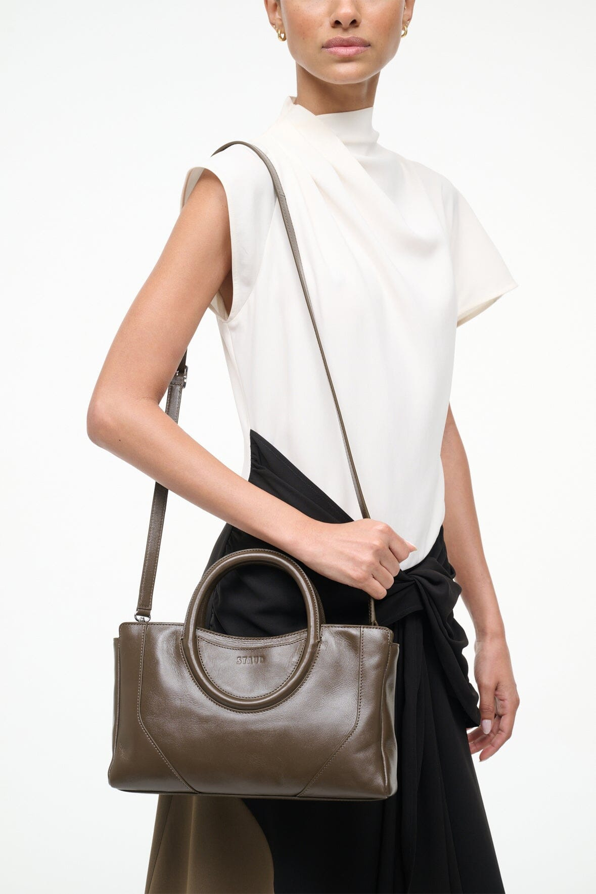 STAUD MAUDE MINI SATCHEL BAG TRUFFLE - 4