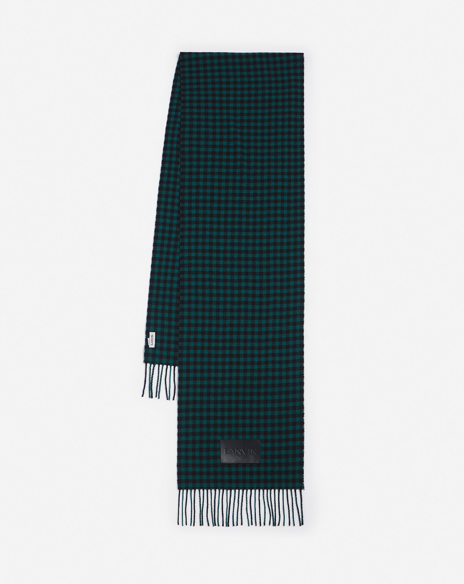 CHECK PRINT WOOL SCARF - 3