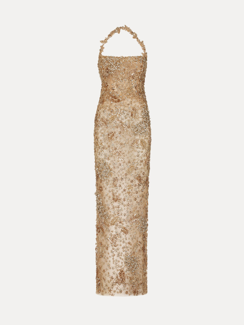 PORCELAIN FLOWER CRYSTAL EMBROIDERED GOWN 1