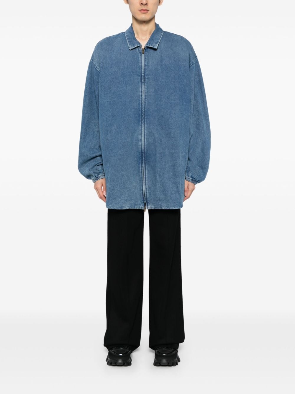 zip-up denim shirt jacket - 2