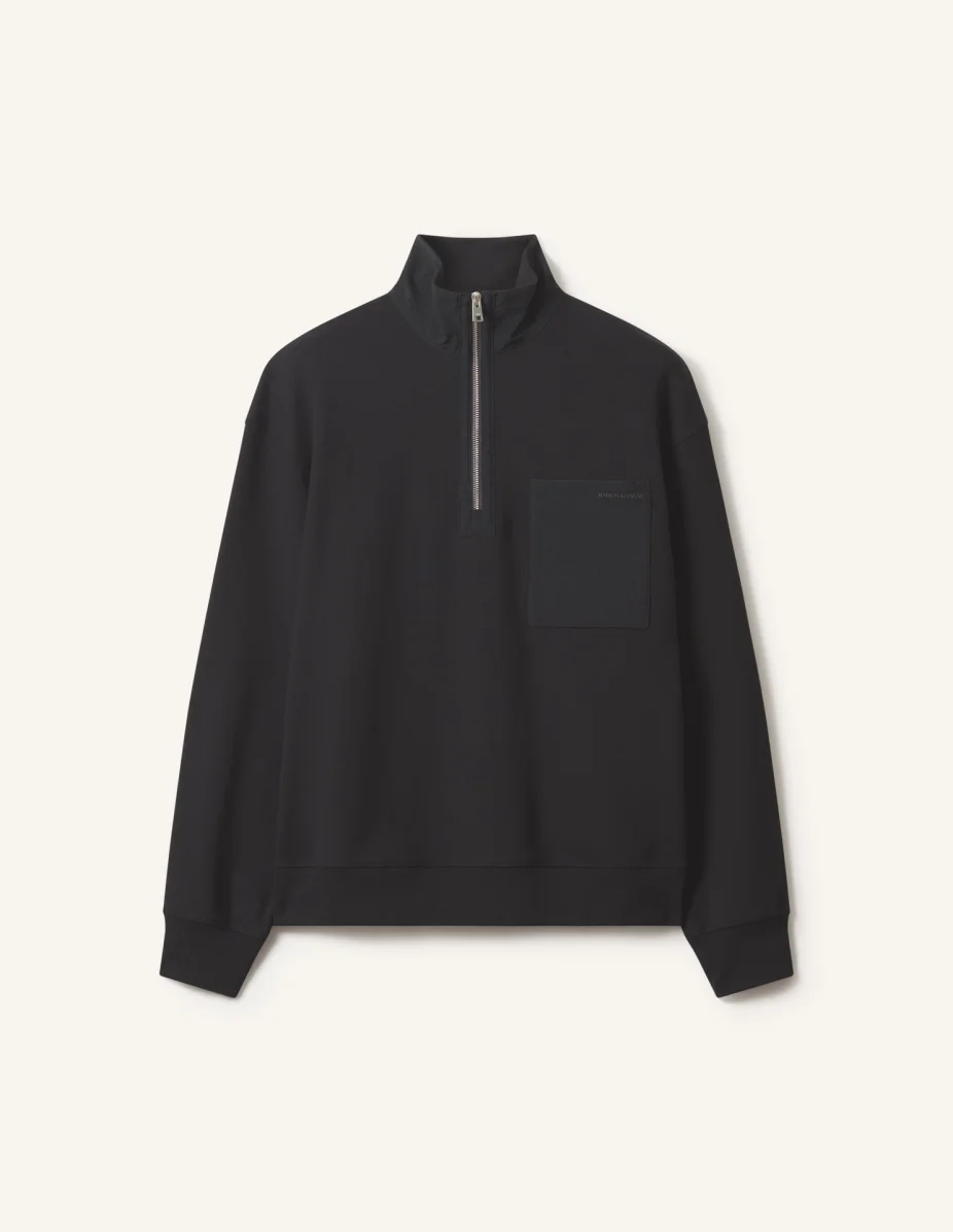 HALF-ZIP NYLON POCKET SWEATSHIRT - 1