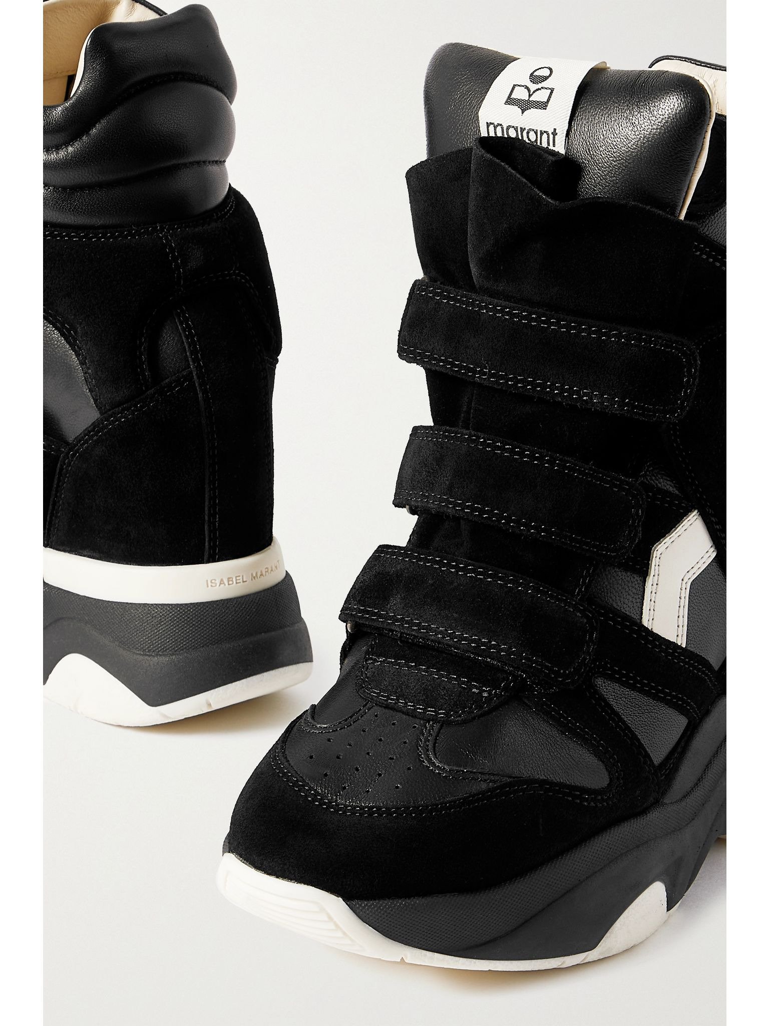 Balskee leather and suede high-top wedge sneakers Black - 4