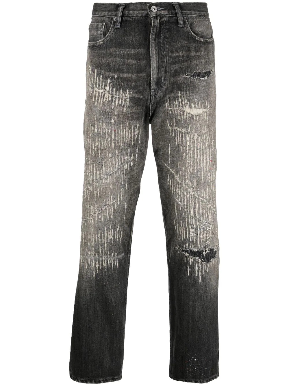 distressed-effect wide-leg jeans - 1