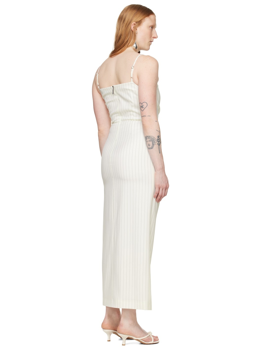 Off-White Pinstripe Maxi Dress - 3