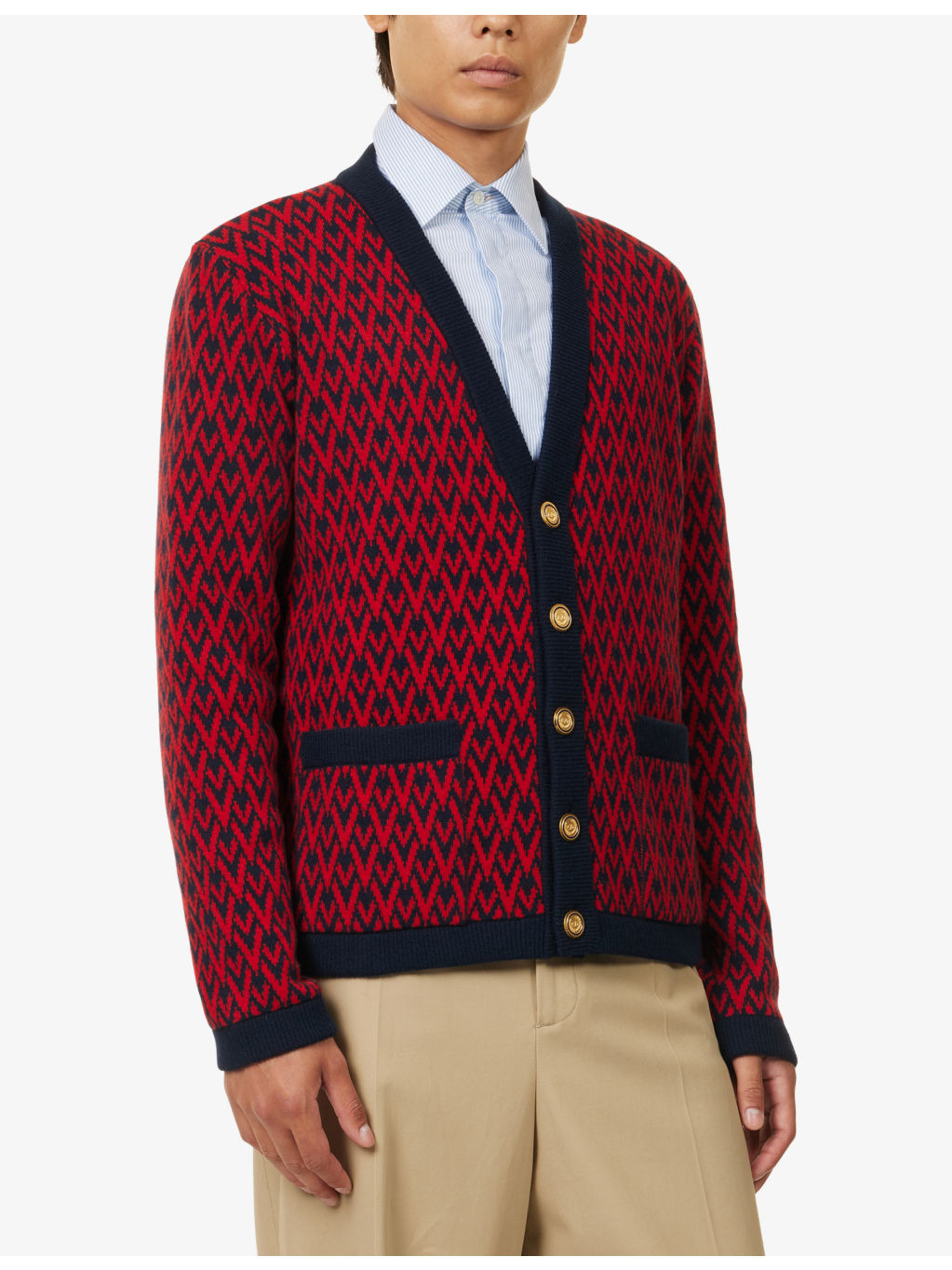 Monogram V-Neck Wool Cardigan - 3