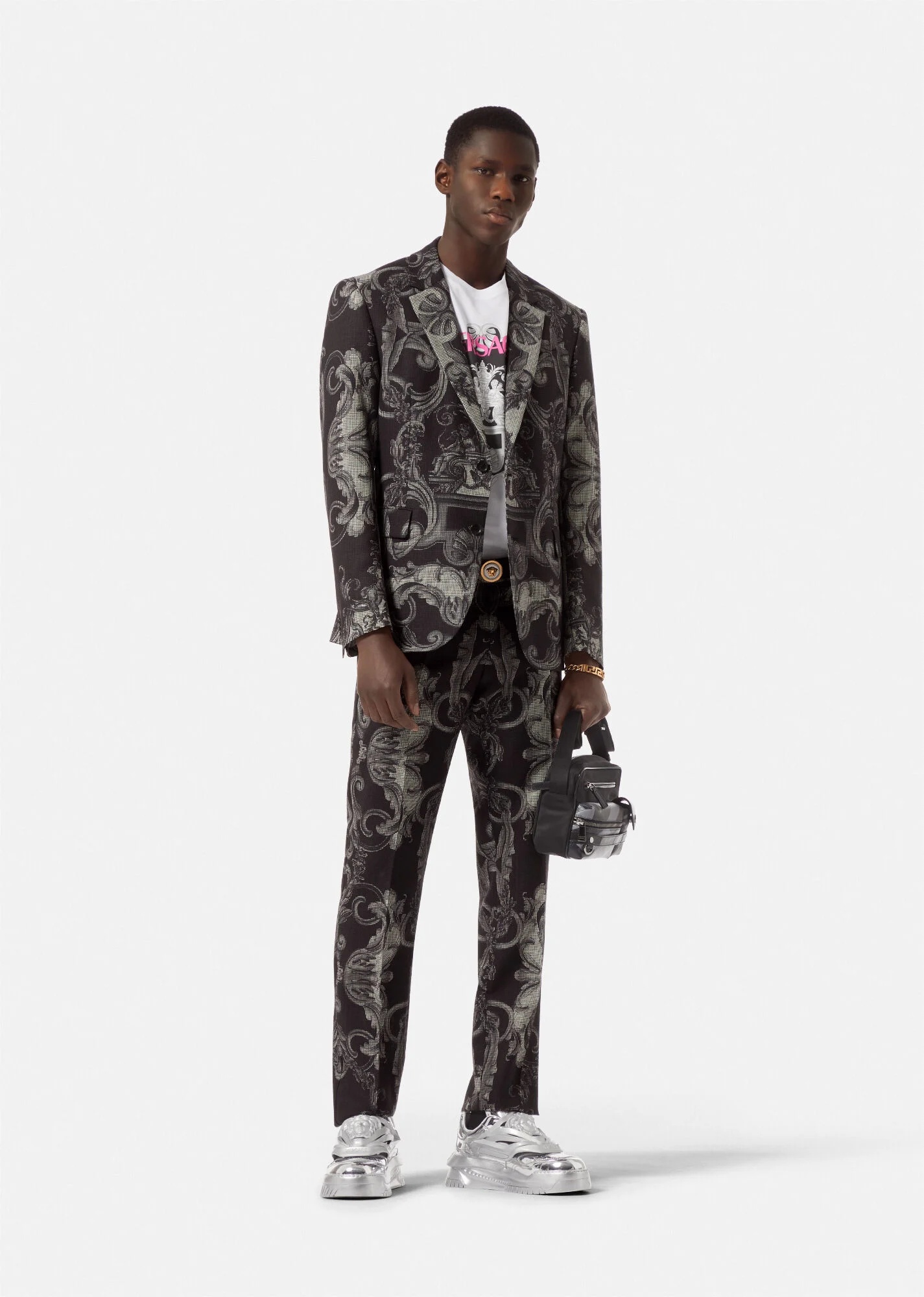 Silver Baroque Wool Blazer - 2