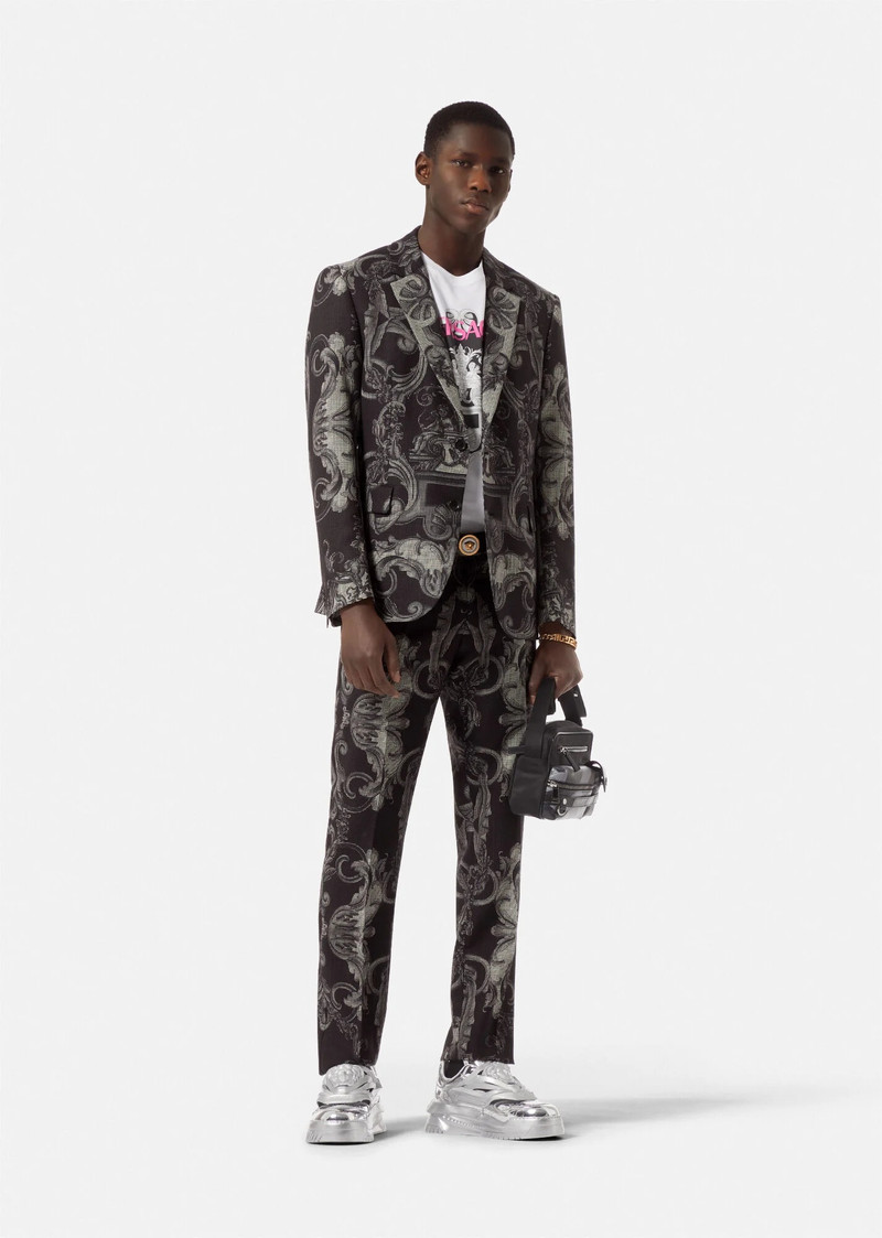 VERSACE Silver Baroque Wool Blazer outlook