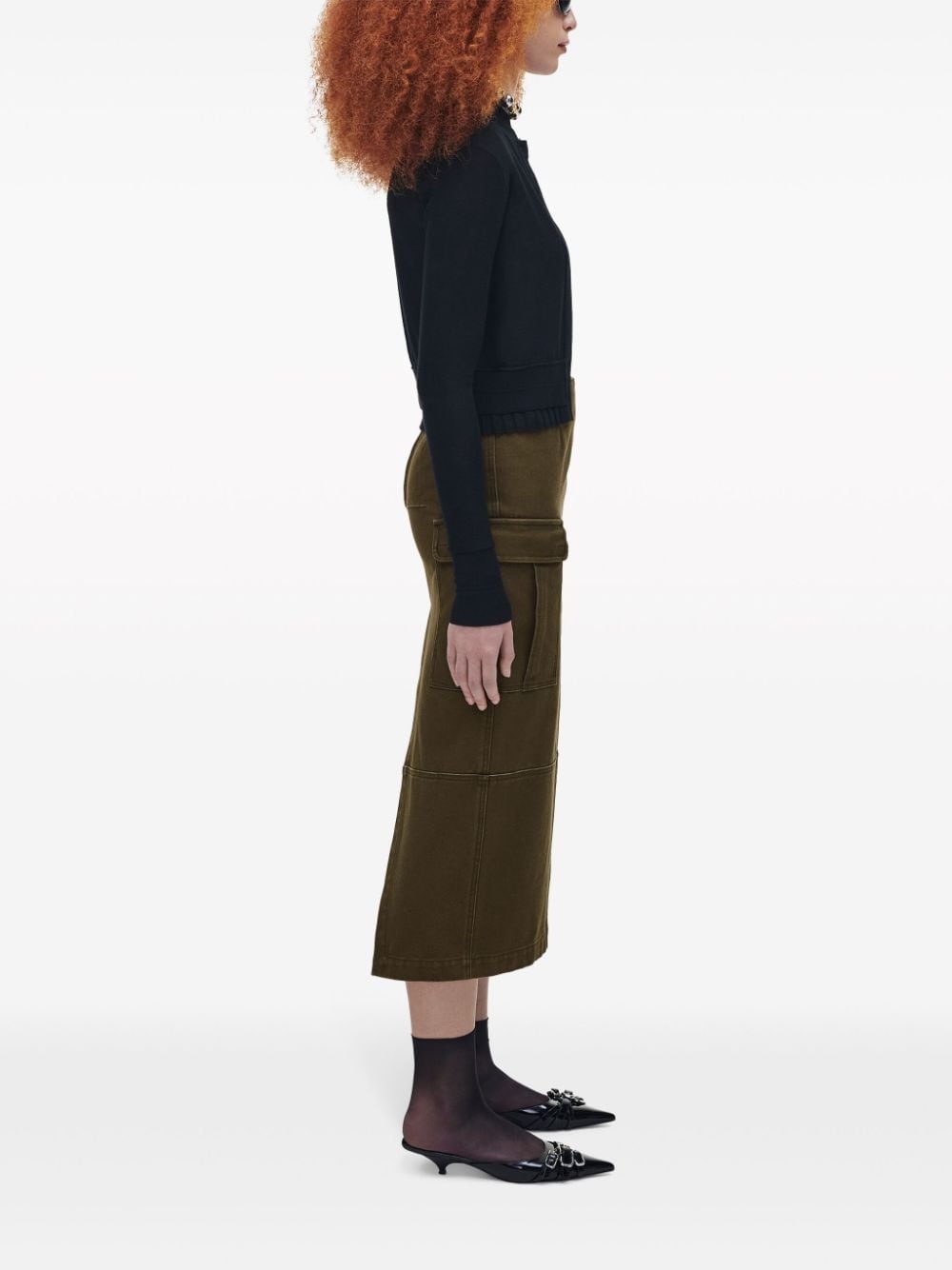 cargo-pocket canvas midi skirt - 3