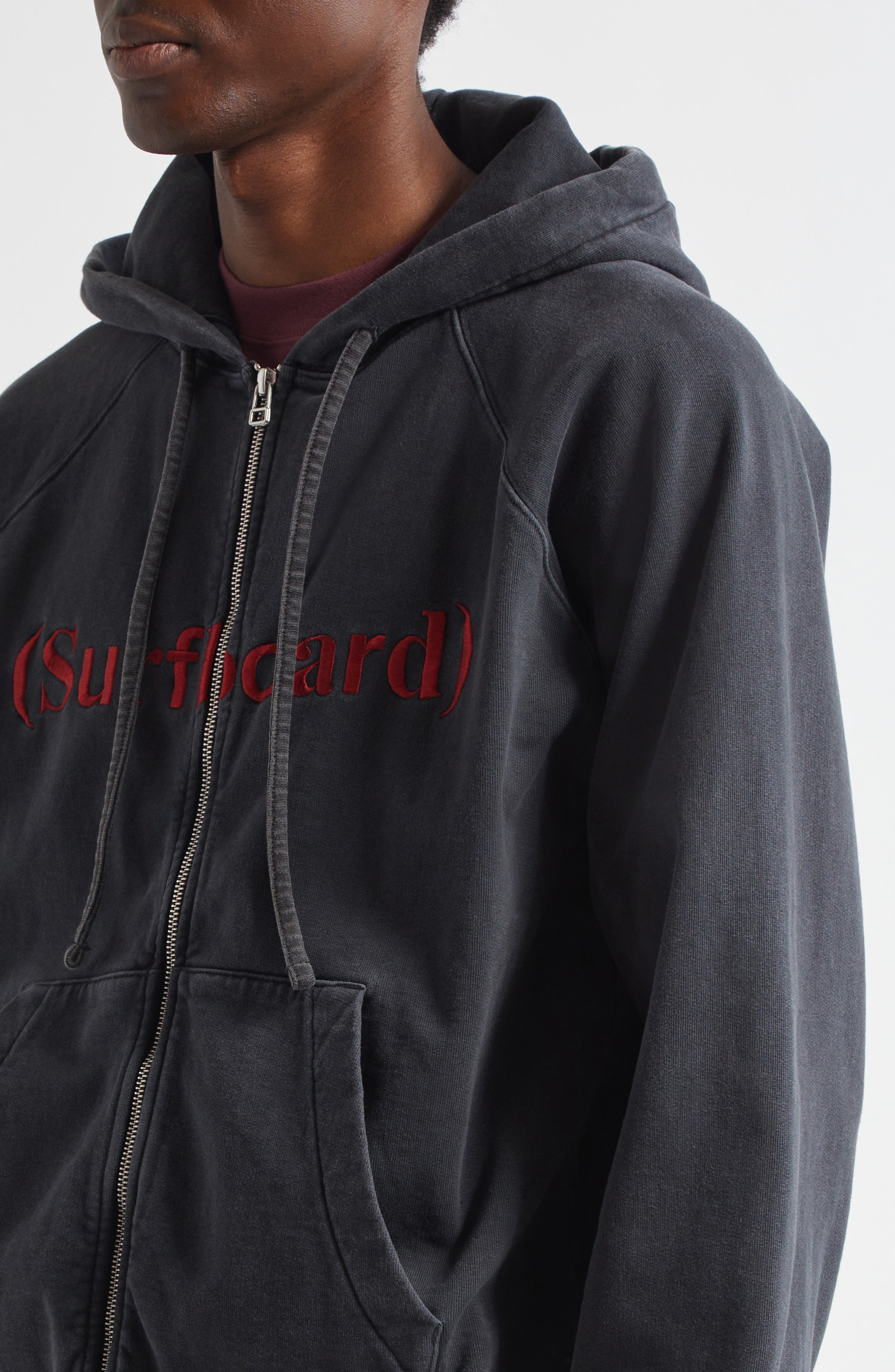 STOCKHOLM SURFBOARD CLUB Ace Embroidered Logo Organic Cotton Zip Hoodie in Black at Nordstrom - 4