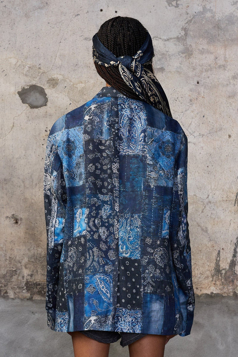 DOUBLE-BREASTED PEAK LAPEL RAGGED BLAZER 5