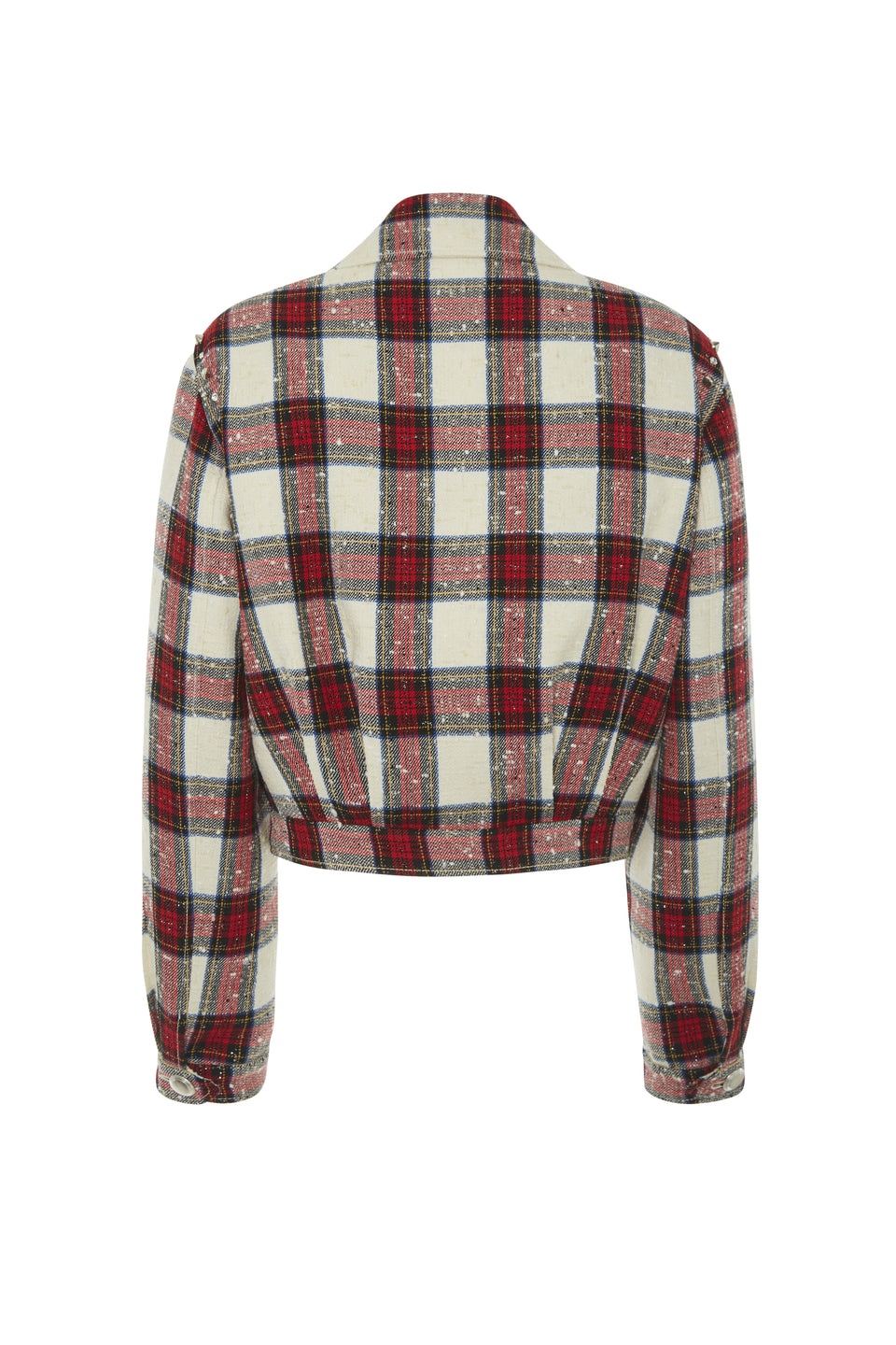 CHECKED LUREX WOOL CROPPED BOMBER - 2