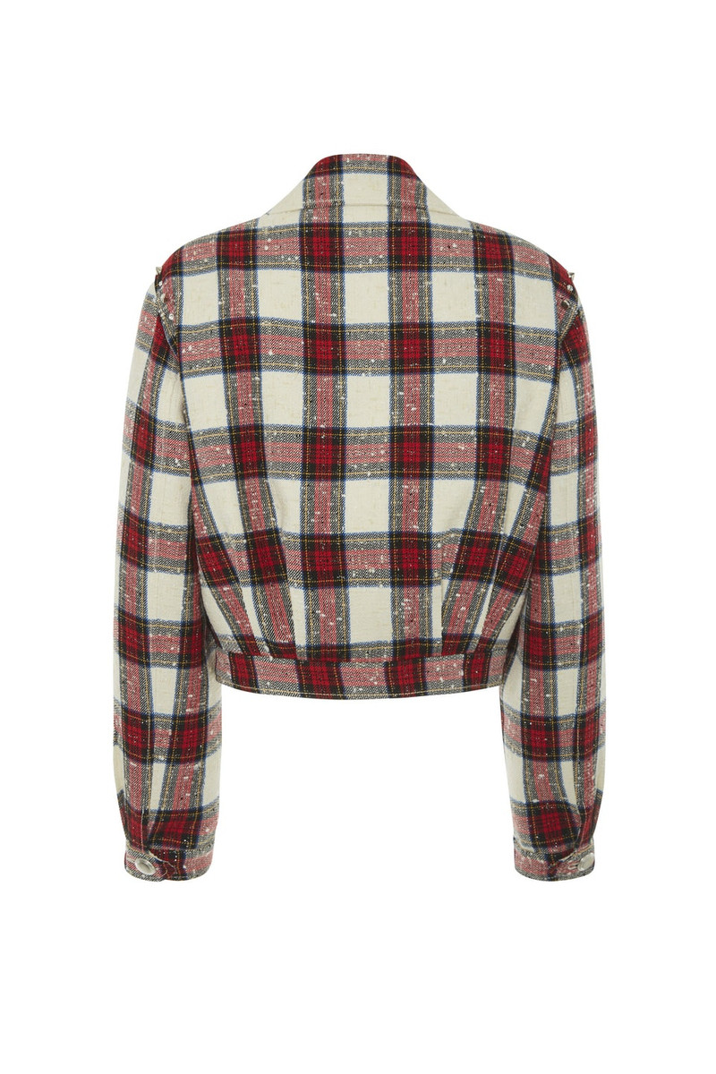 CHECKED LUREX WOOL CROPPED BOMBER 2