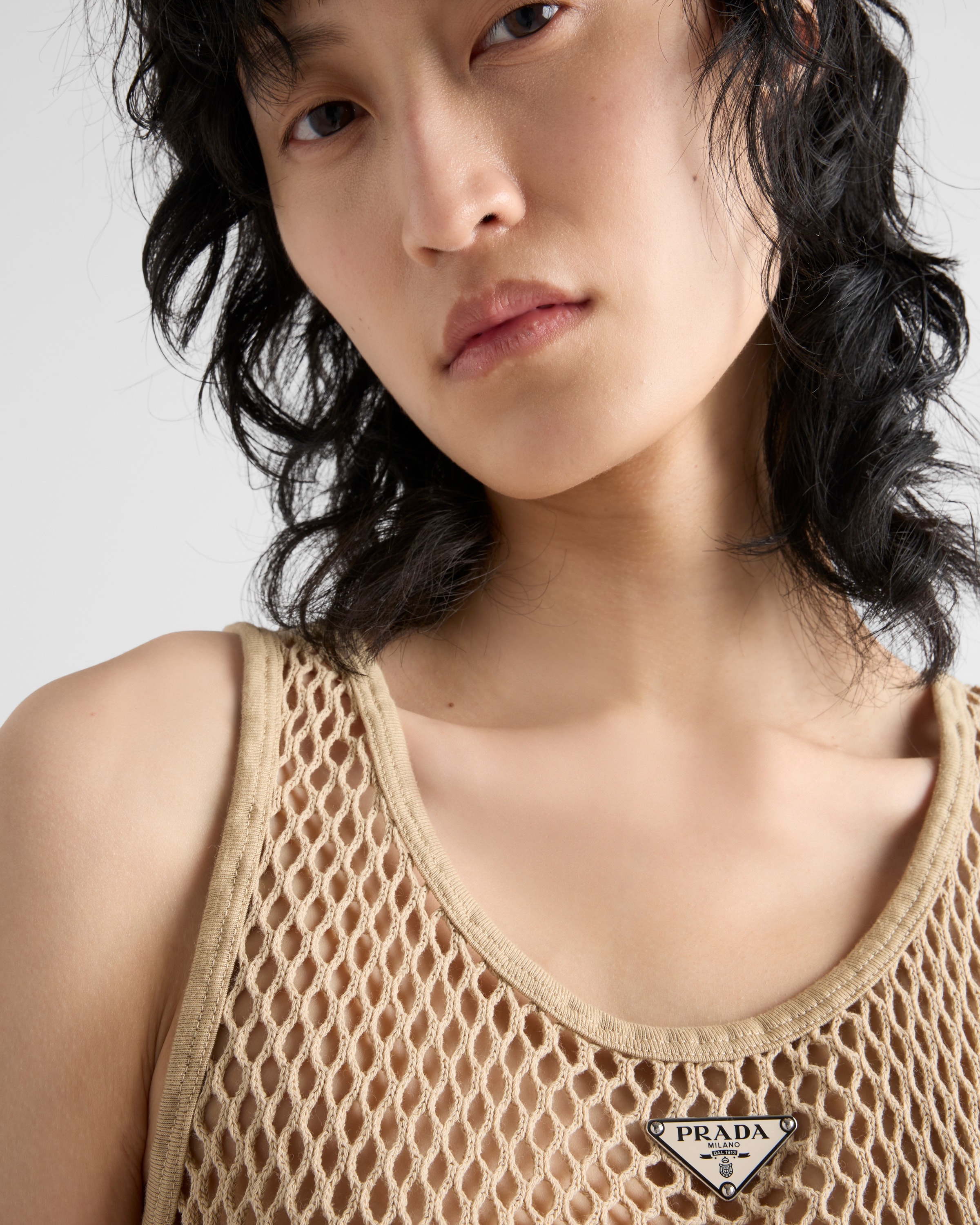 Sleeveless cotton mesh top - 3