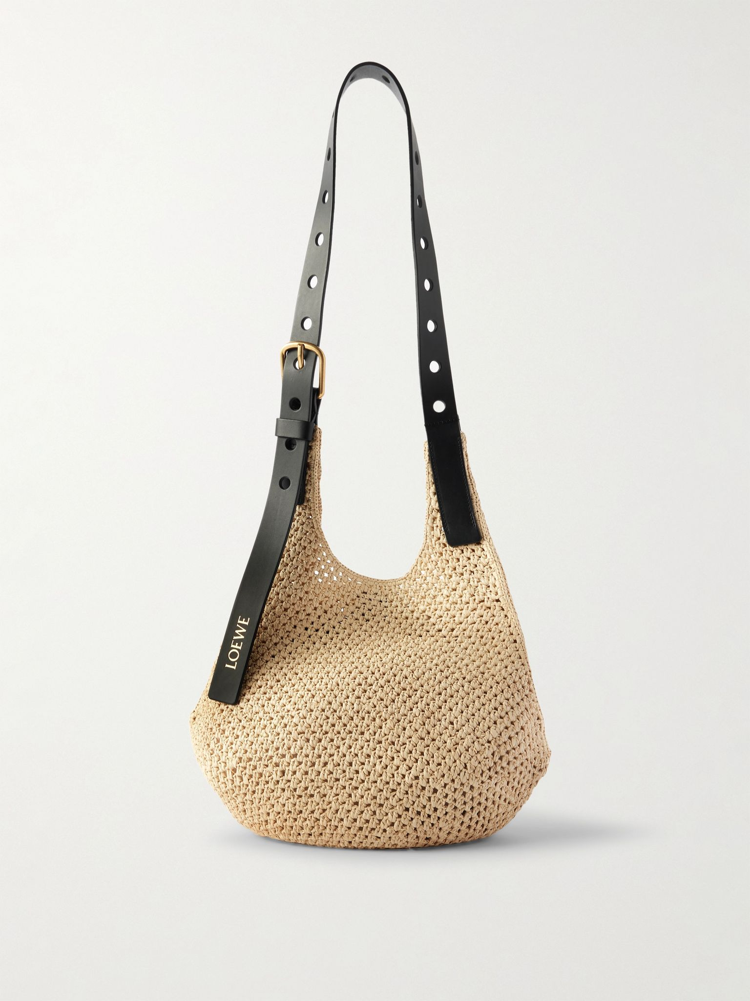 + Paula's Ibiza Leather-Trimmed Woven Raffia Tote Bag Neutral - 1