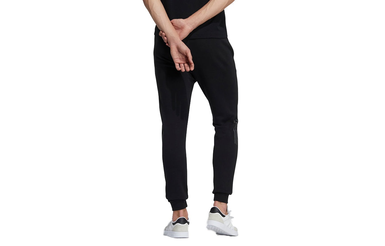Men's adidas neo Sw 3s Knit Tp Bundle Feet Sports Pants/Trousers/Joggers Black H45188 - 2