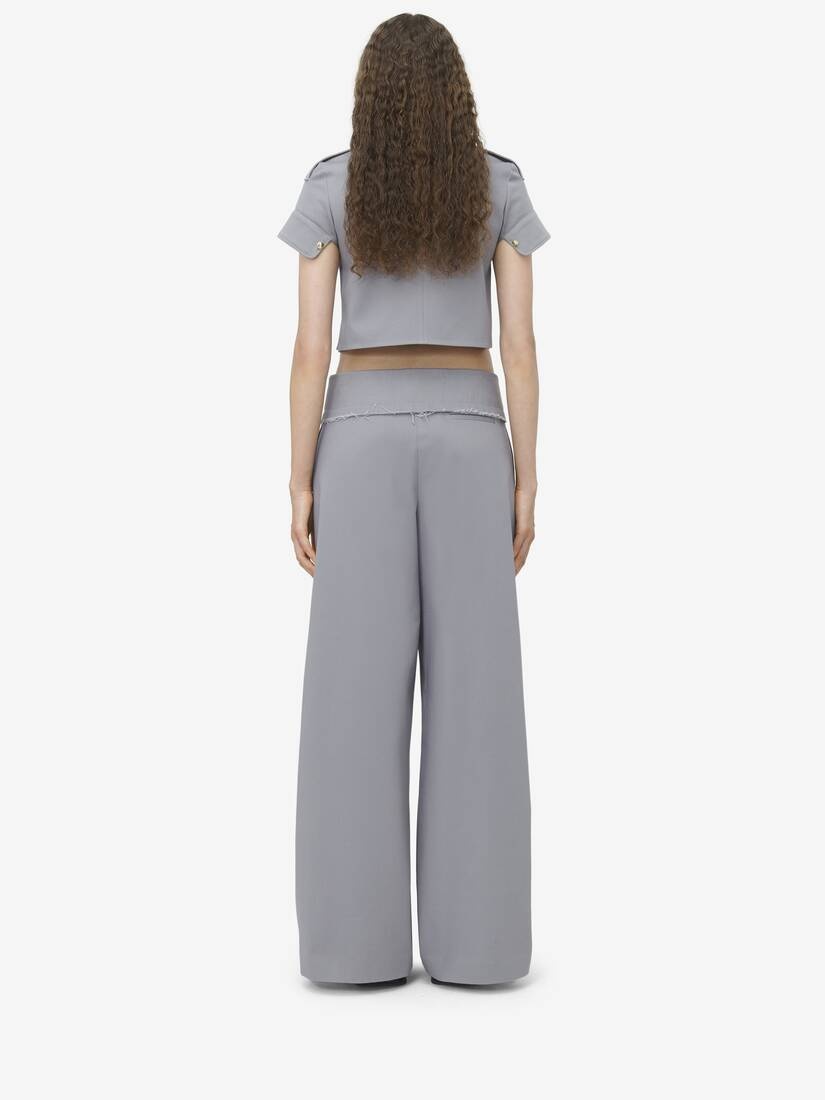 Wide Leg Military Trousers - 4
