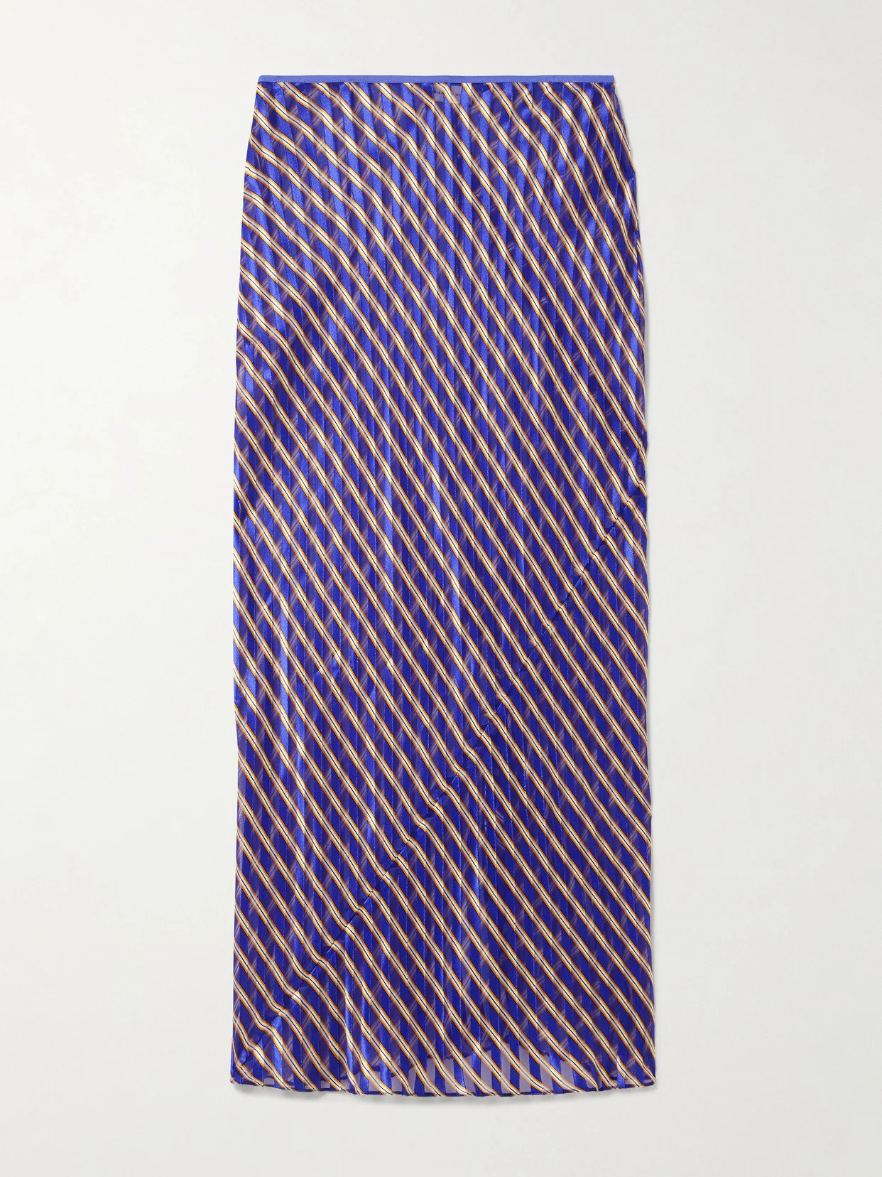 Striped Devoré-satin Midi Skirt - 1