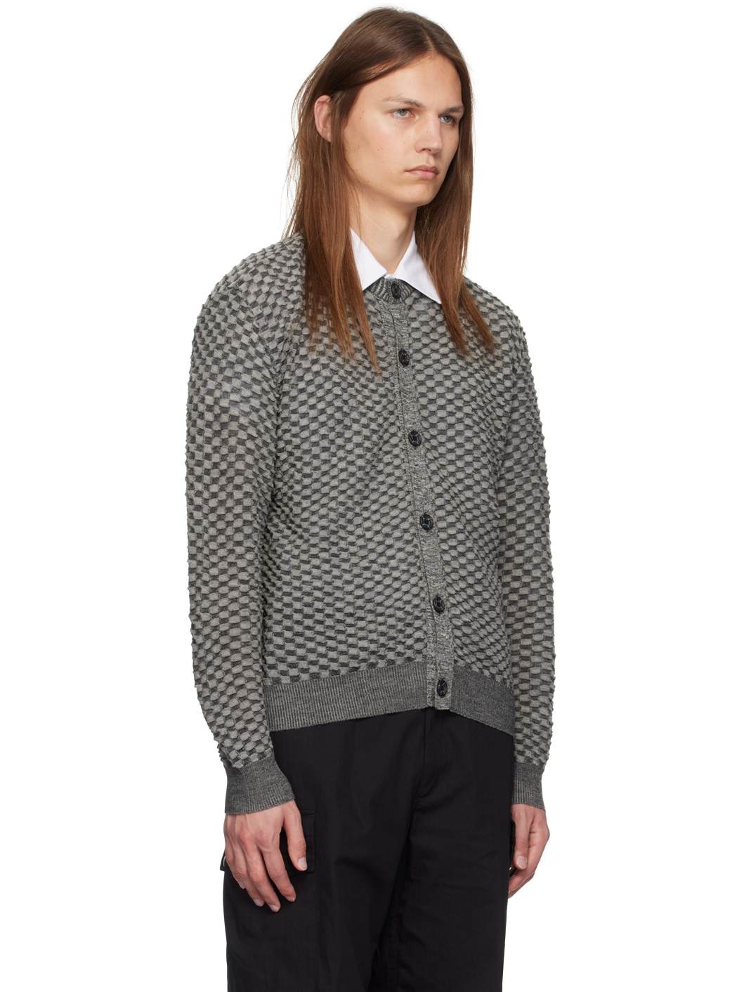 Black & Gray Honeycomb Cardigan - 2