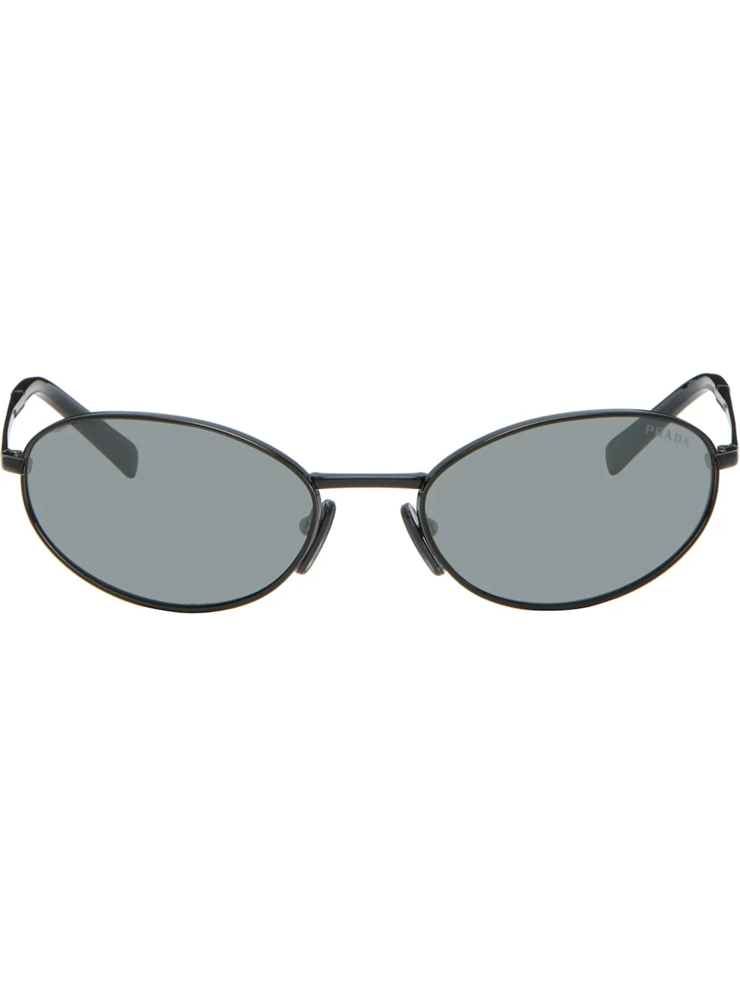Black Metal Oval Sunglasses - 1