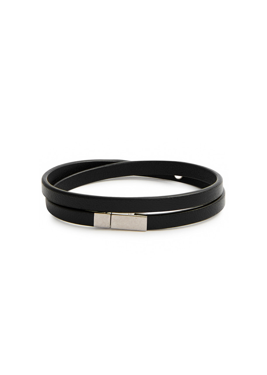 Saint Laurent Logo Leather Double-wrap Bracelet - 3