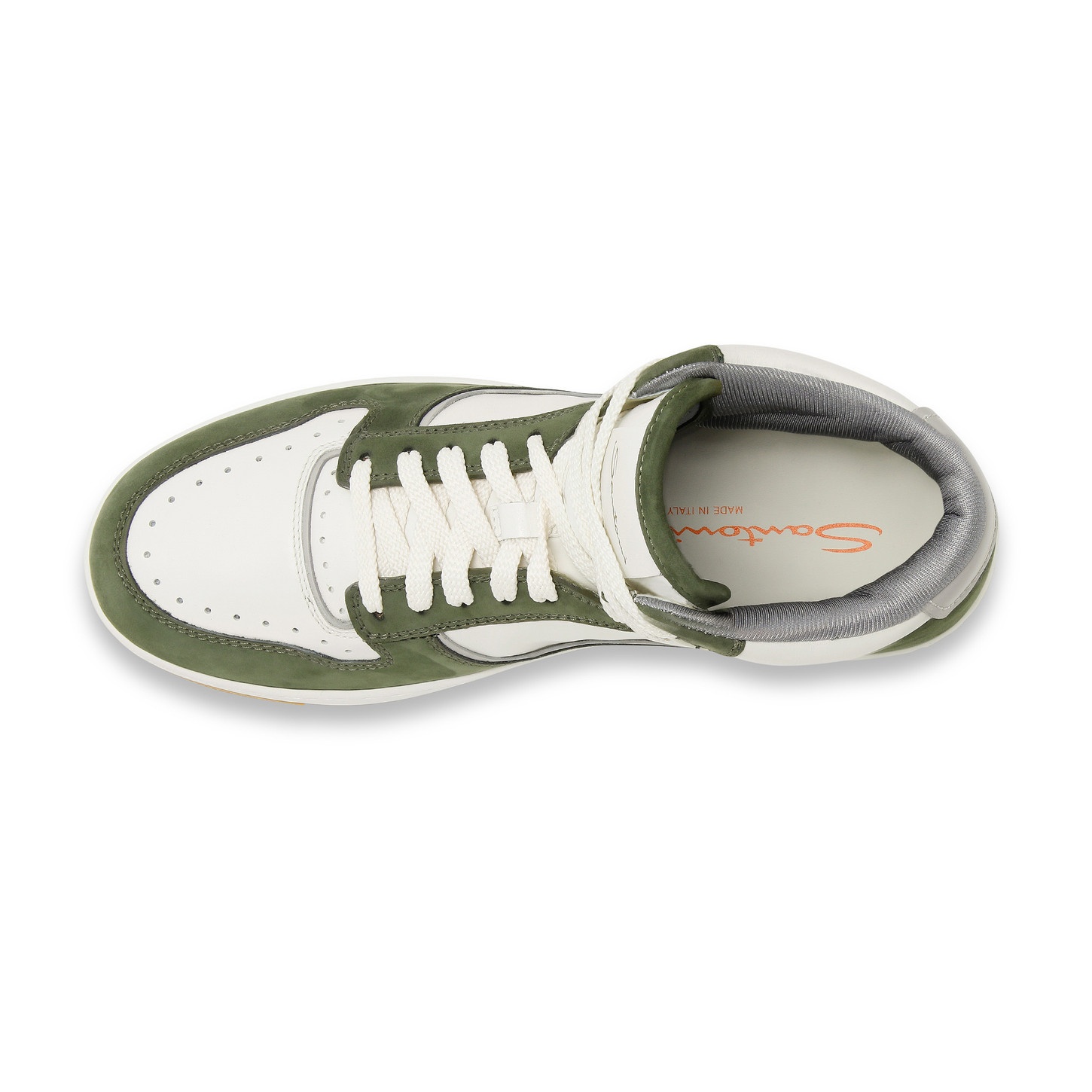 Men’s white and green leather and nubuck Sneak-Air sneaker - 5