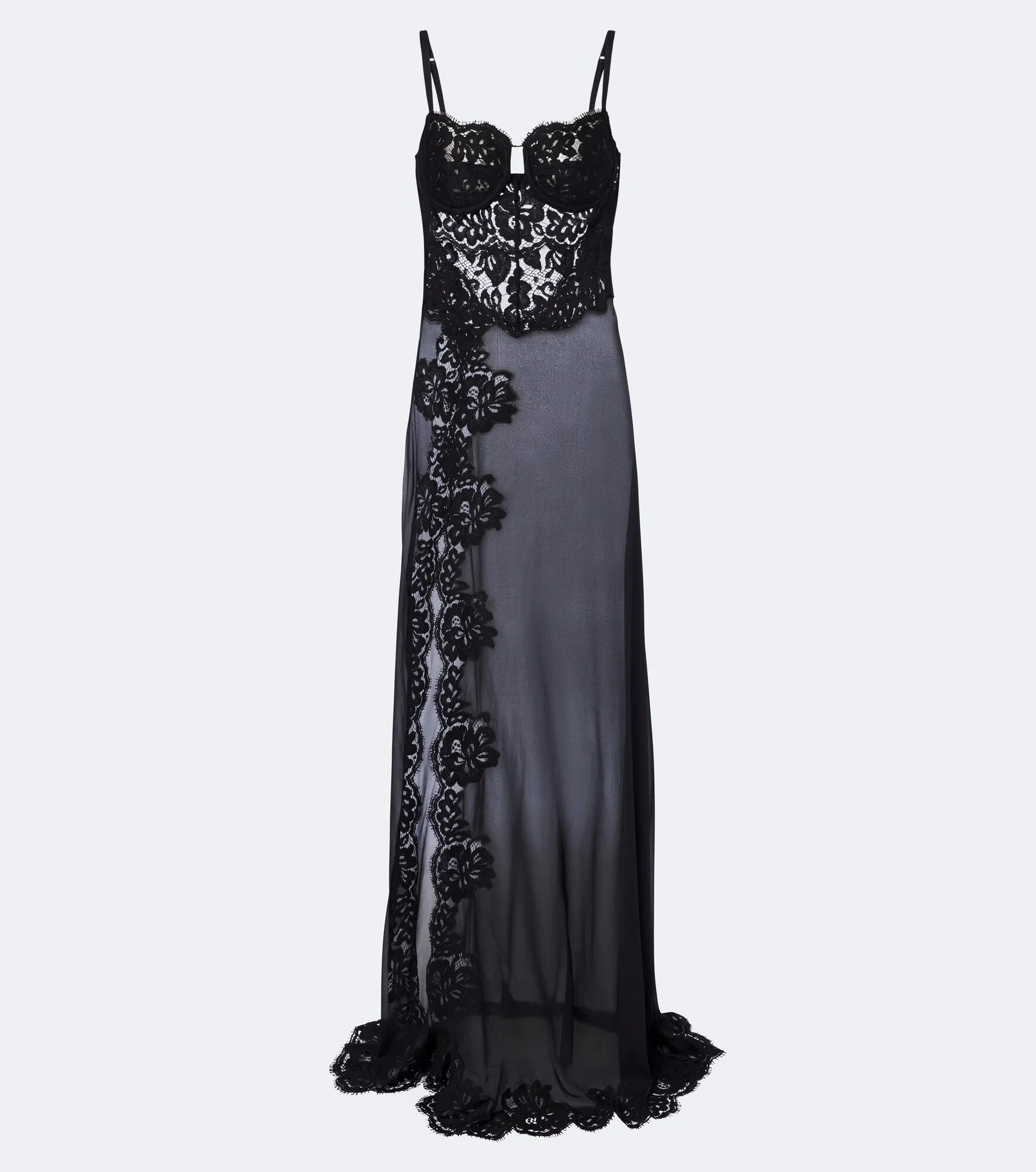 Lace-trimmed silk and and cotton-blend gown - 1