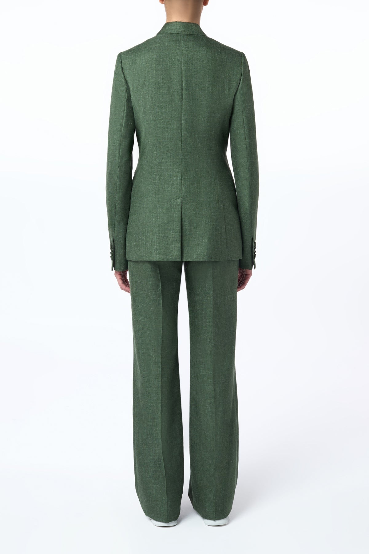 Angela Blazer in Olive Virgin Wool Silk with Linen - 5