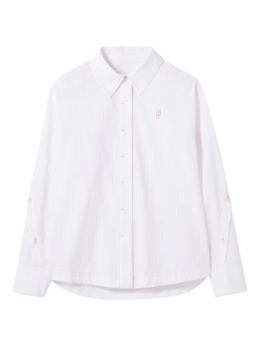 embroidered-logo striped shirt - 1